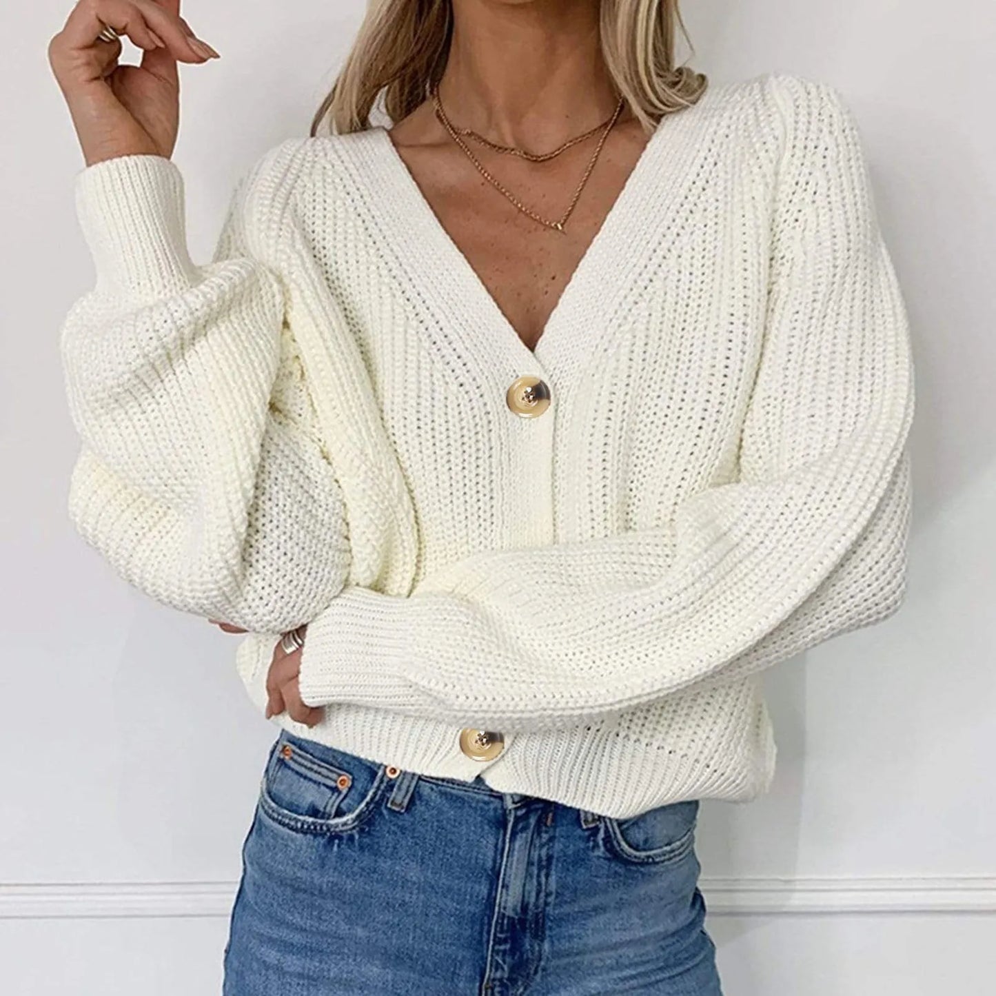 Ivette® | KNIT V-NECK CARDIGAN