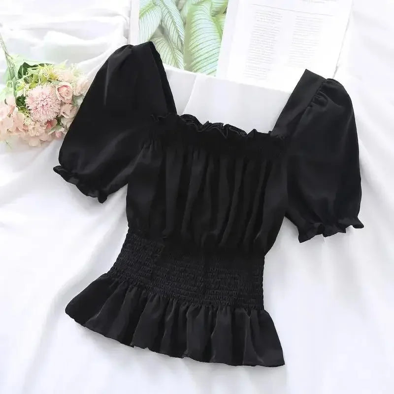 Katy® | Chiffontop Met Pofmouwen