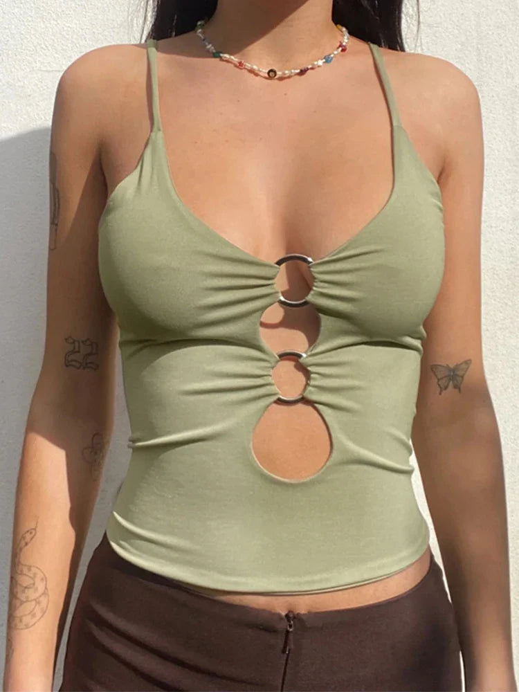 Hollow Out Backless Crop Top