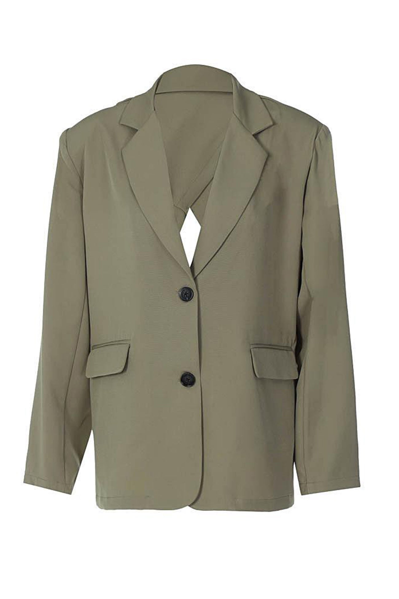 Patricia | Solid color backless blazer with slit