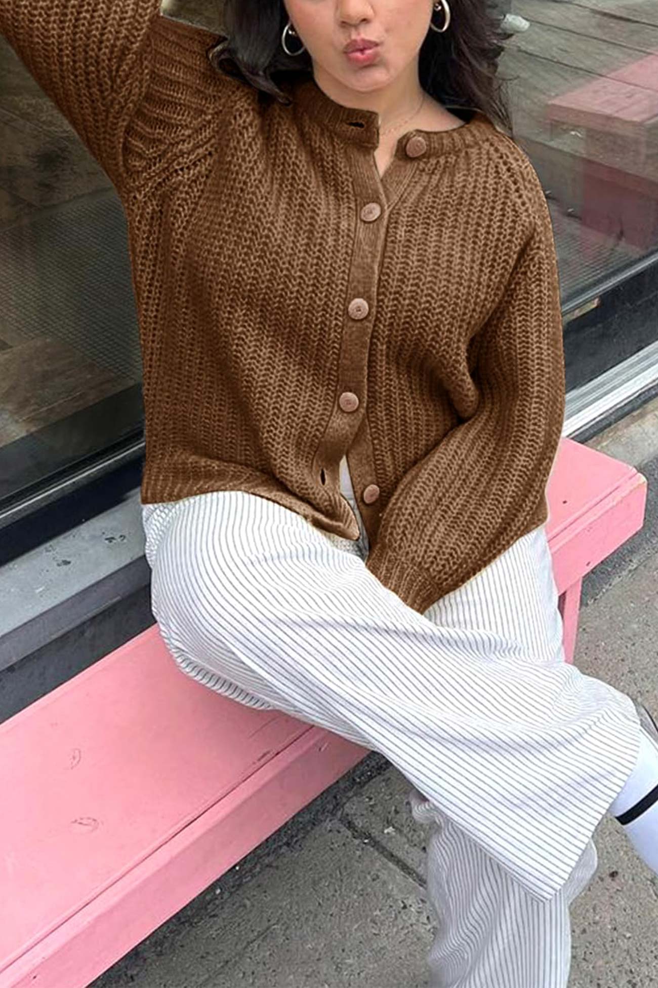 Liselotte | Plain cardigan with button placket