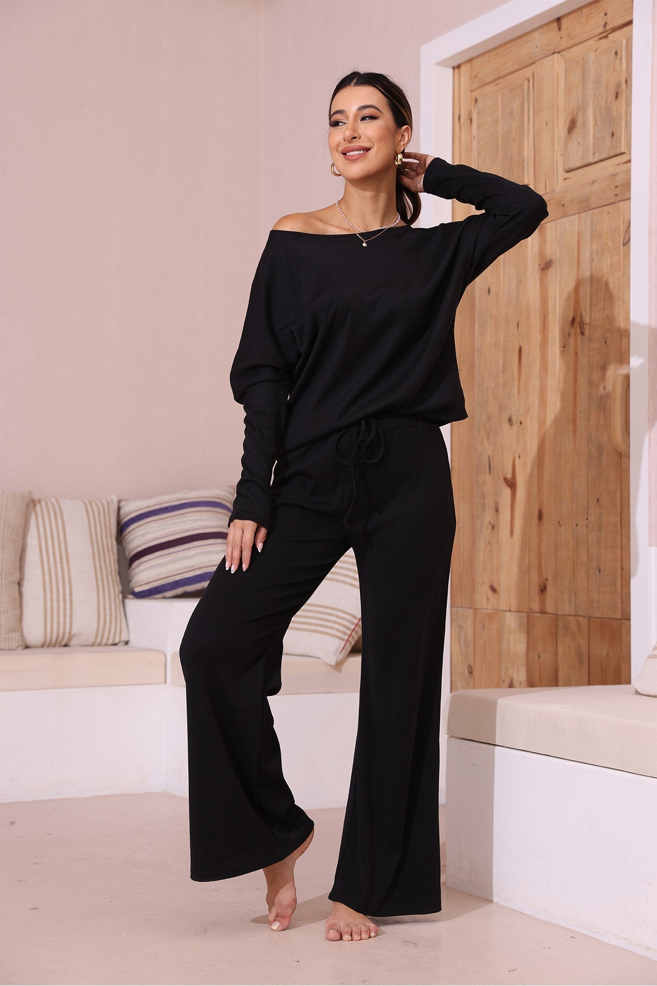 Olga | Solid color long sleeve casual set