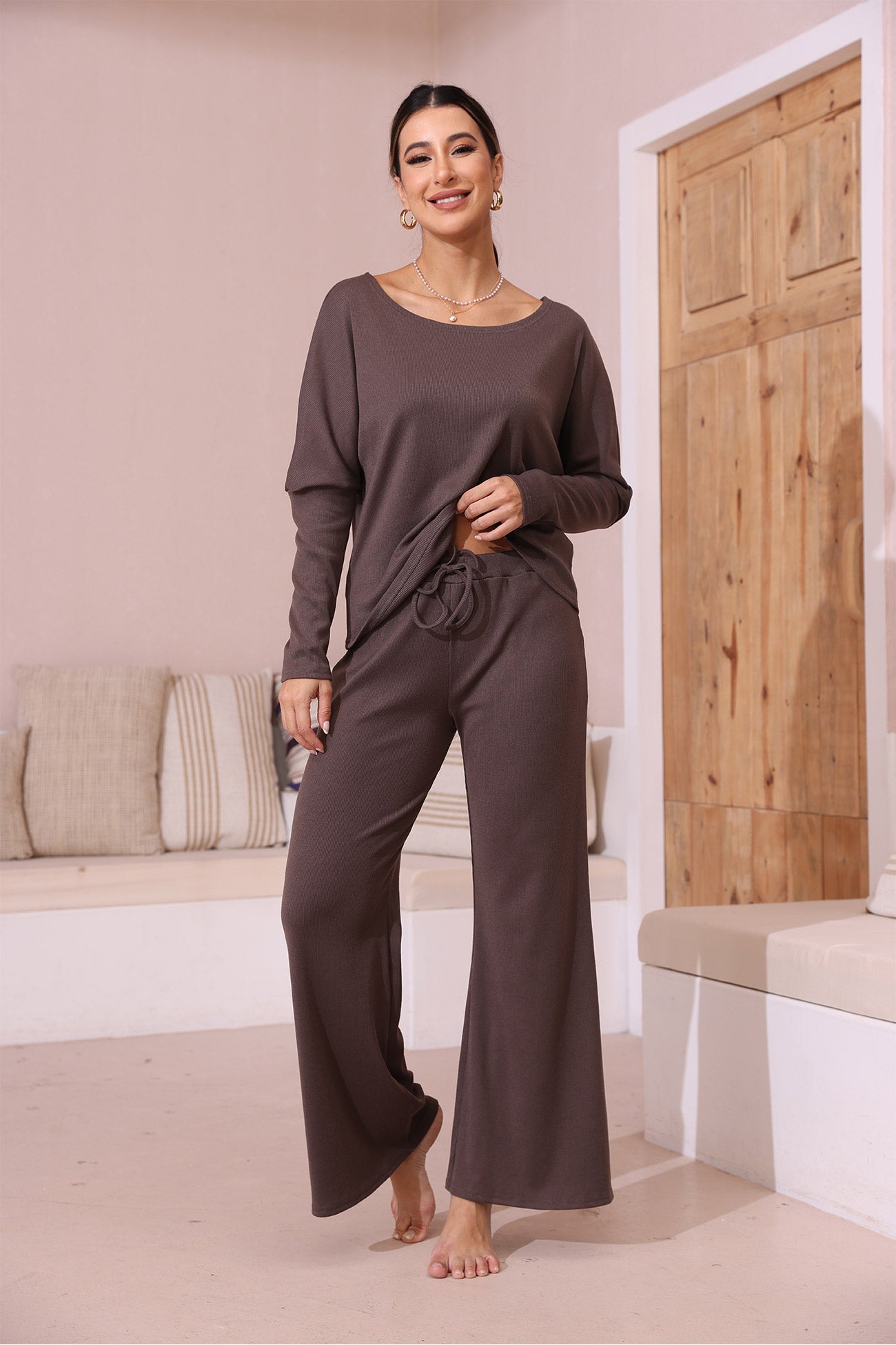 Olga | Solid color long sleeve casual set