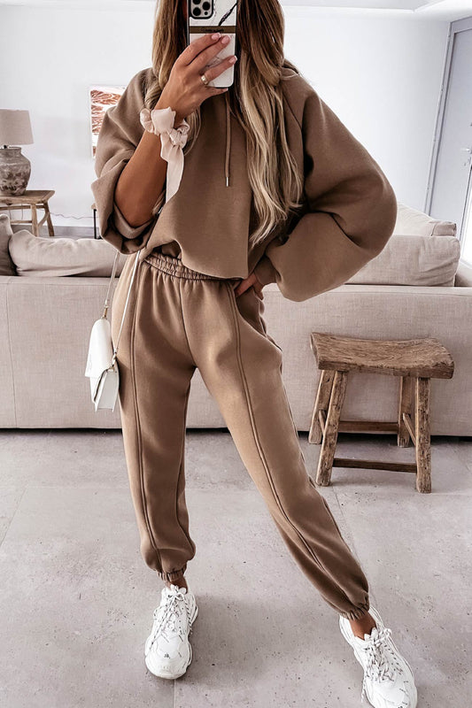 Inés | Solid color crop hoodie suits
