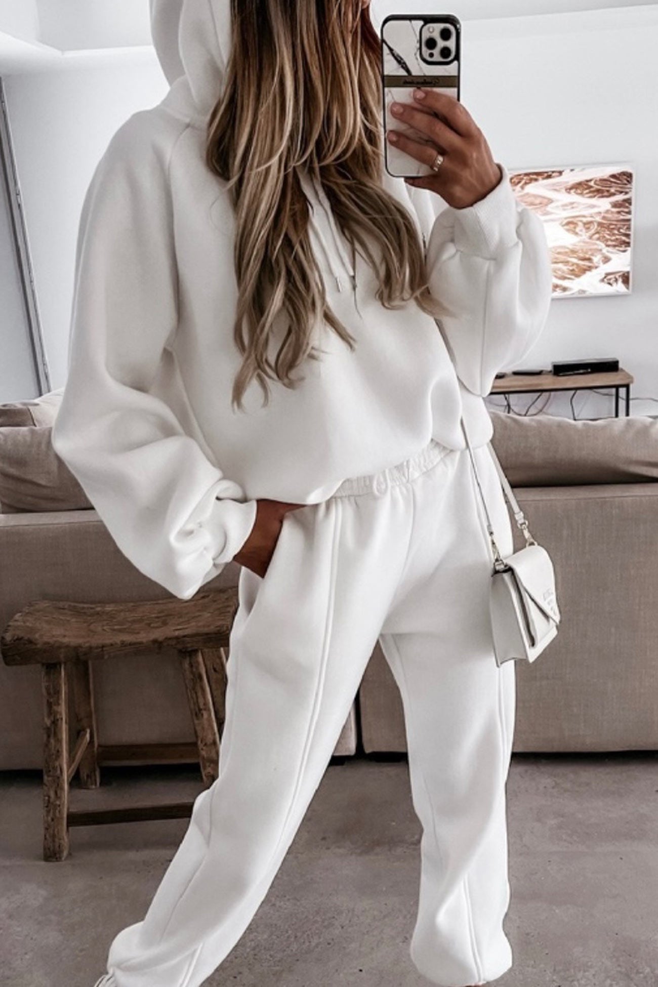 Inés | Solid color crop hoodie suits