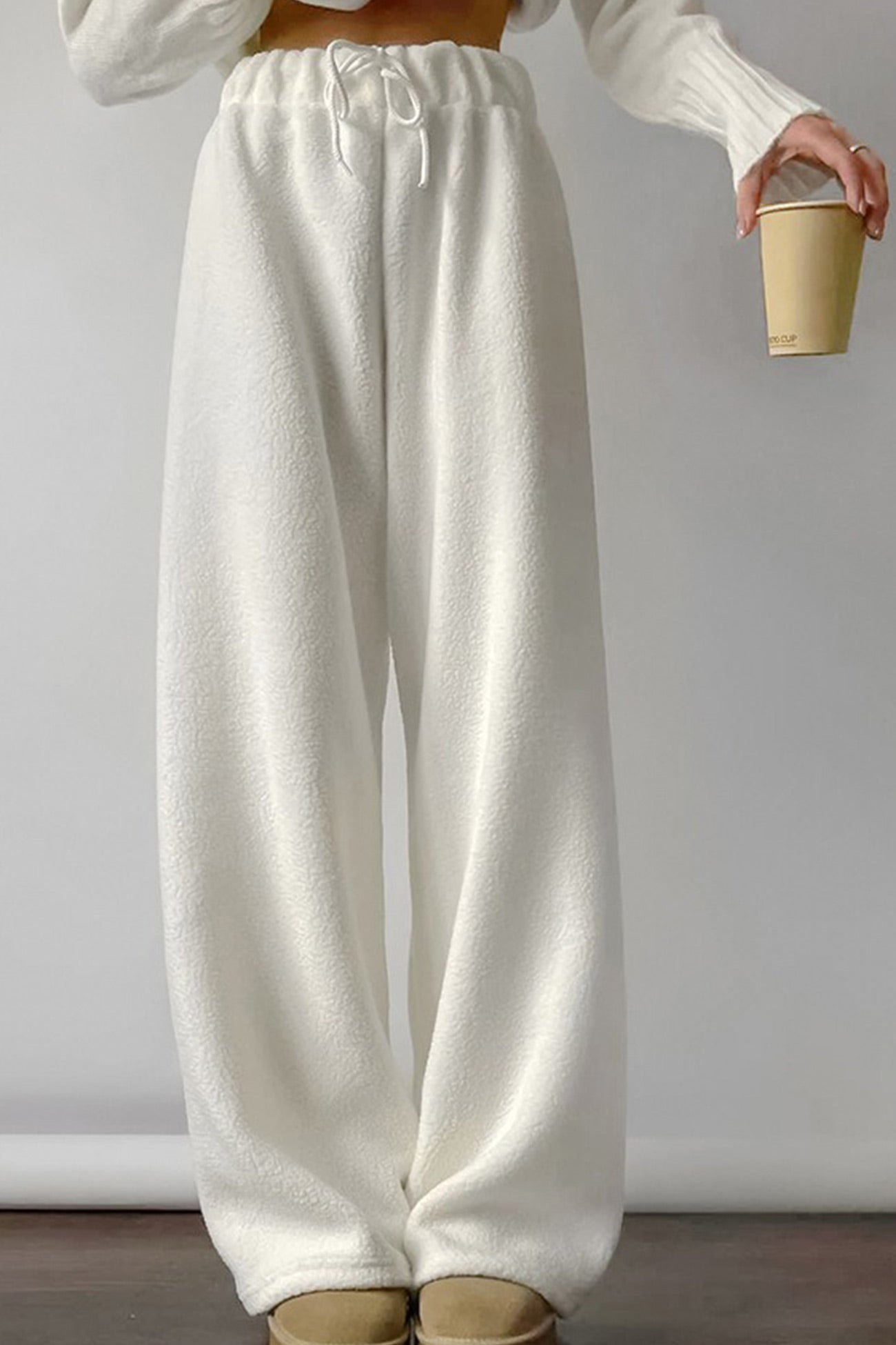 Clarisa | Plain fleece trousers with an elastic waistband