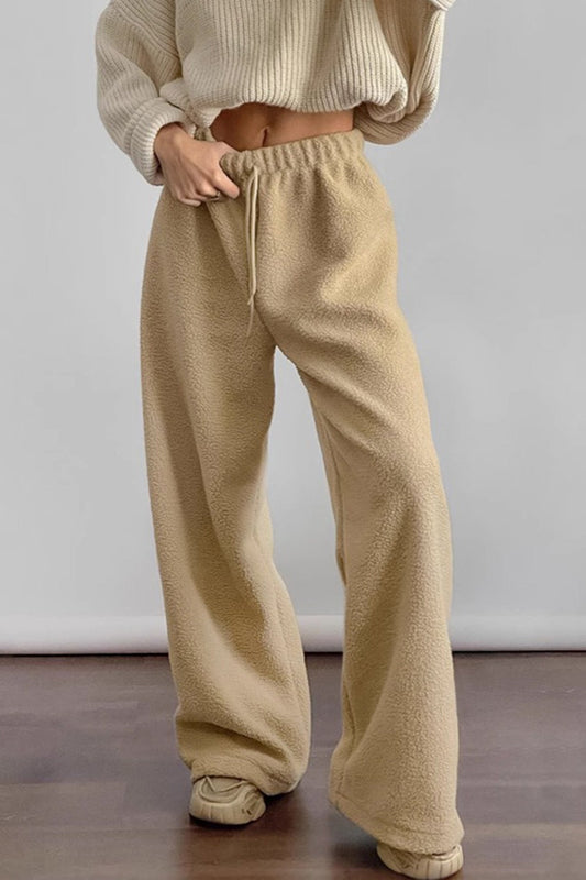 Clarisa | Plain fleece trousers with an elastic waistband