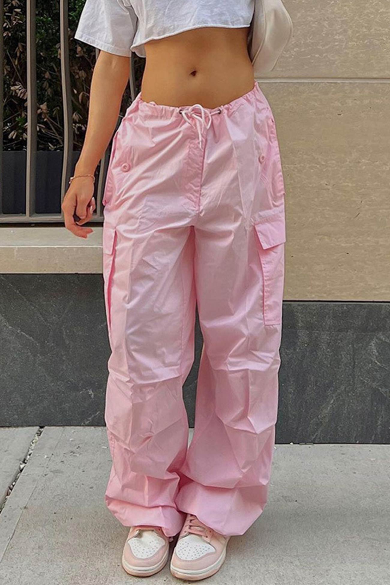 Valeria | Solid color high waist cargo pants