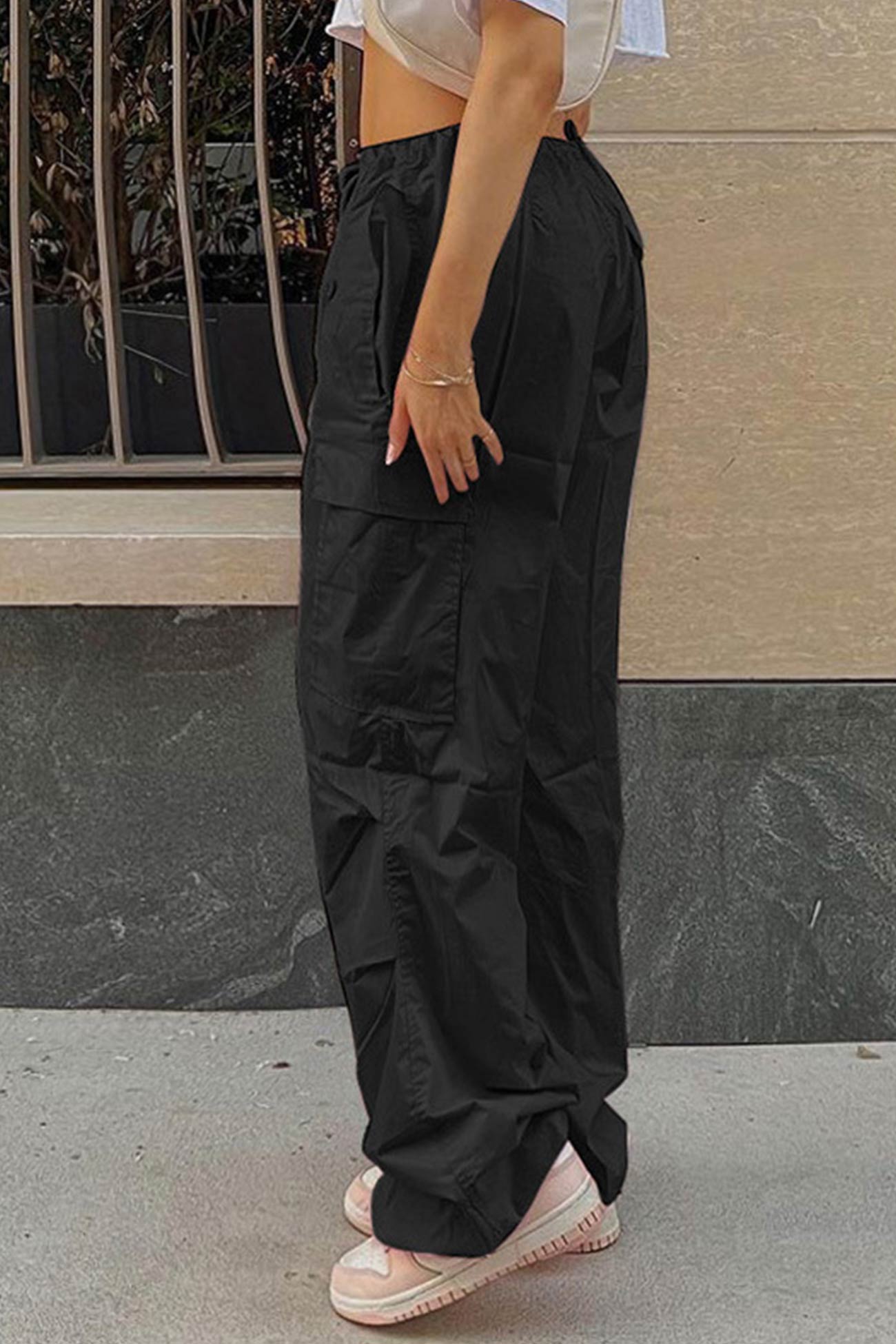 Valeria | Solid color high waist cargo pants