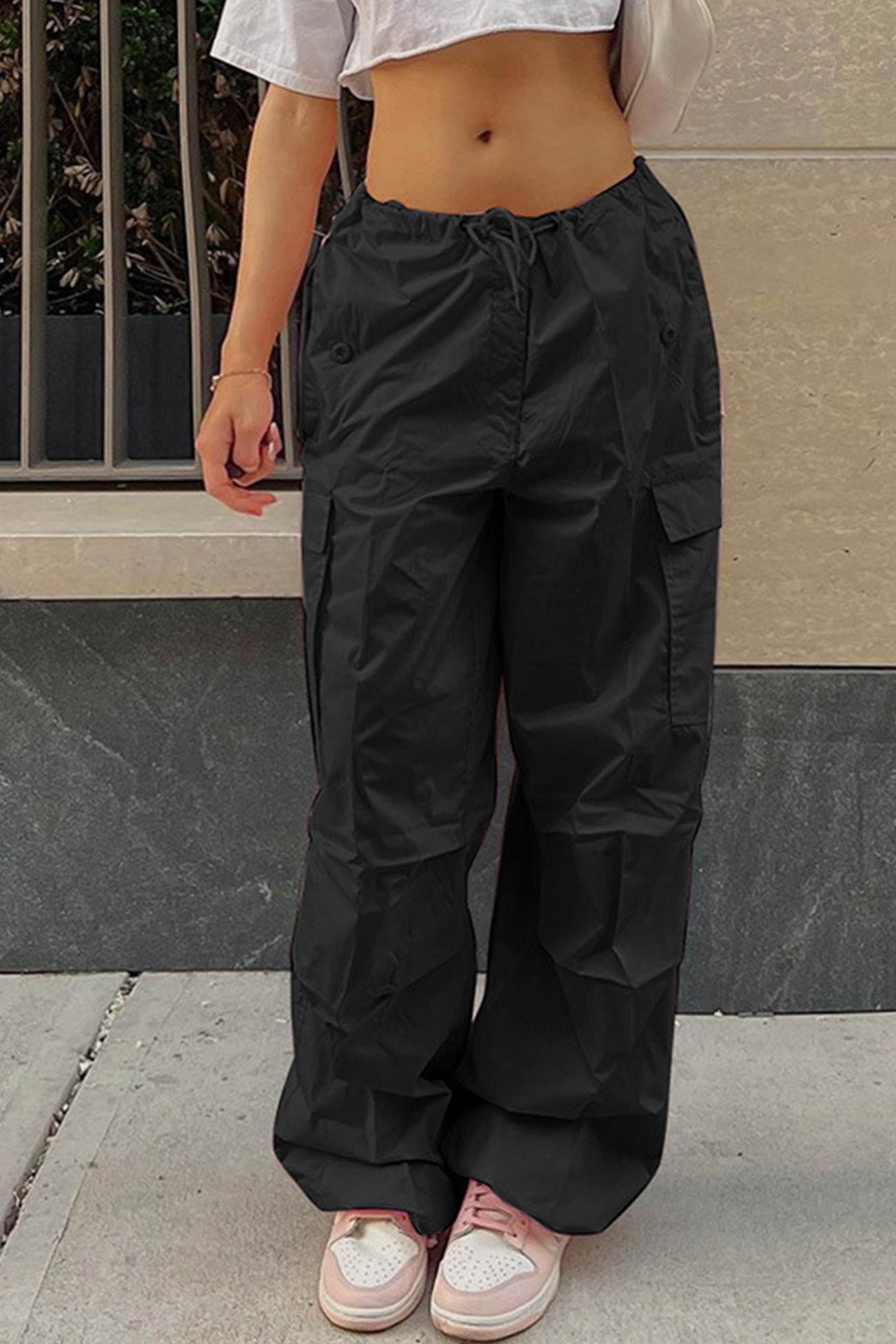 Valeria | Solid color high waist cargo pants