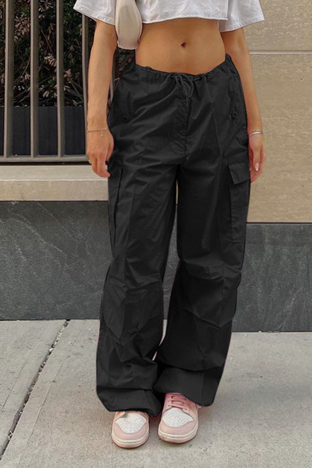 Valeria | Solid color high waist cargo pants