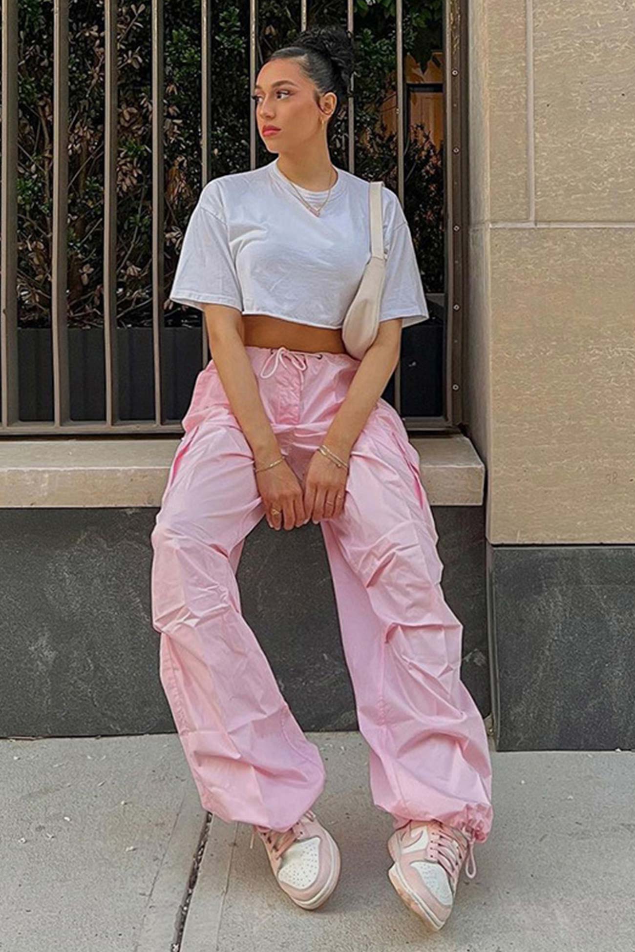 Valeria | Solid color high waist cargo pants