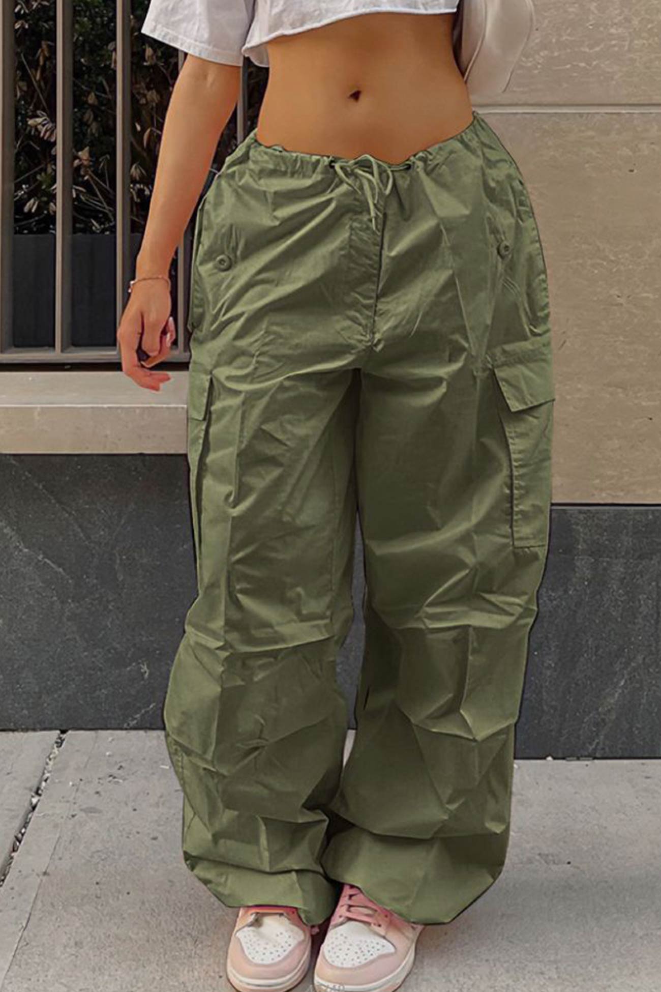 Valeria | Solid color high waist cargo pants