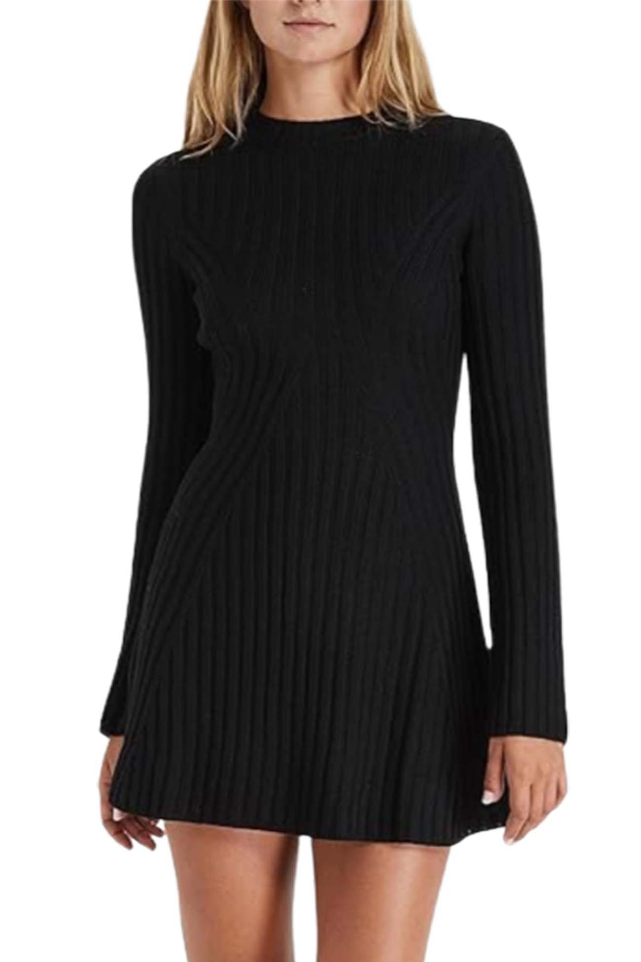 Raquel | Solid color ribbed knit dress