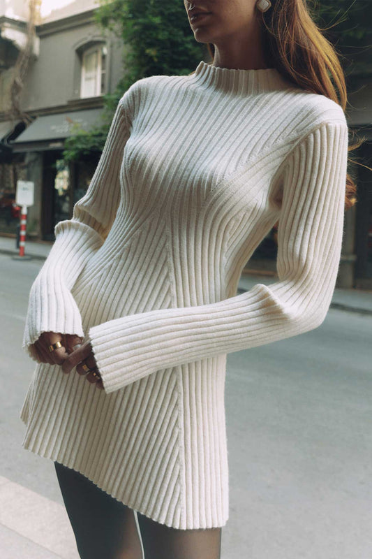 Raquel | Solid color ribbed knit dress
