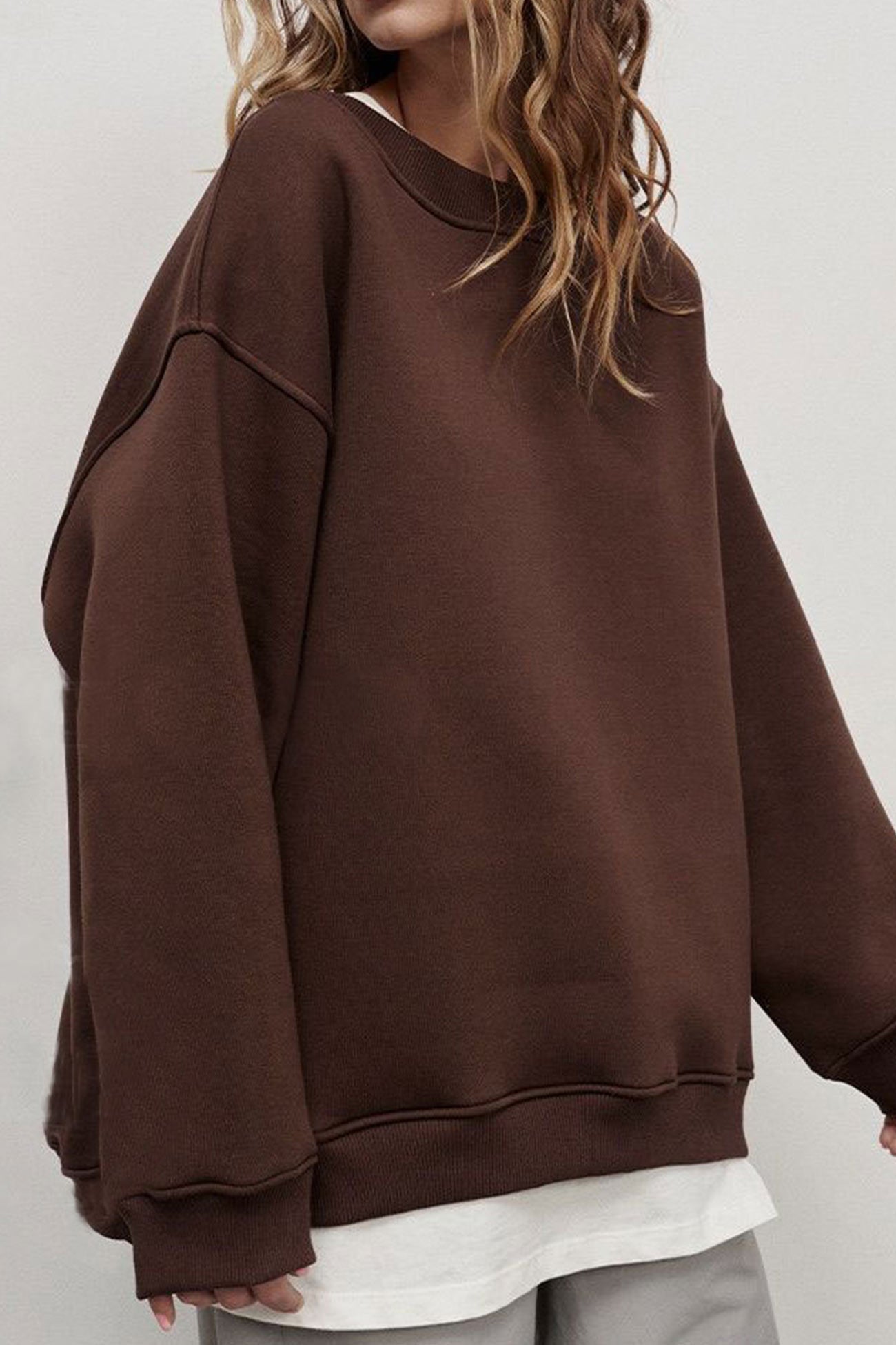 Isadora | Solid oversized crew neck sweatshirt