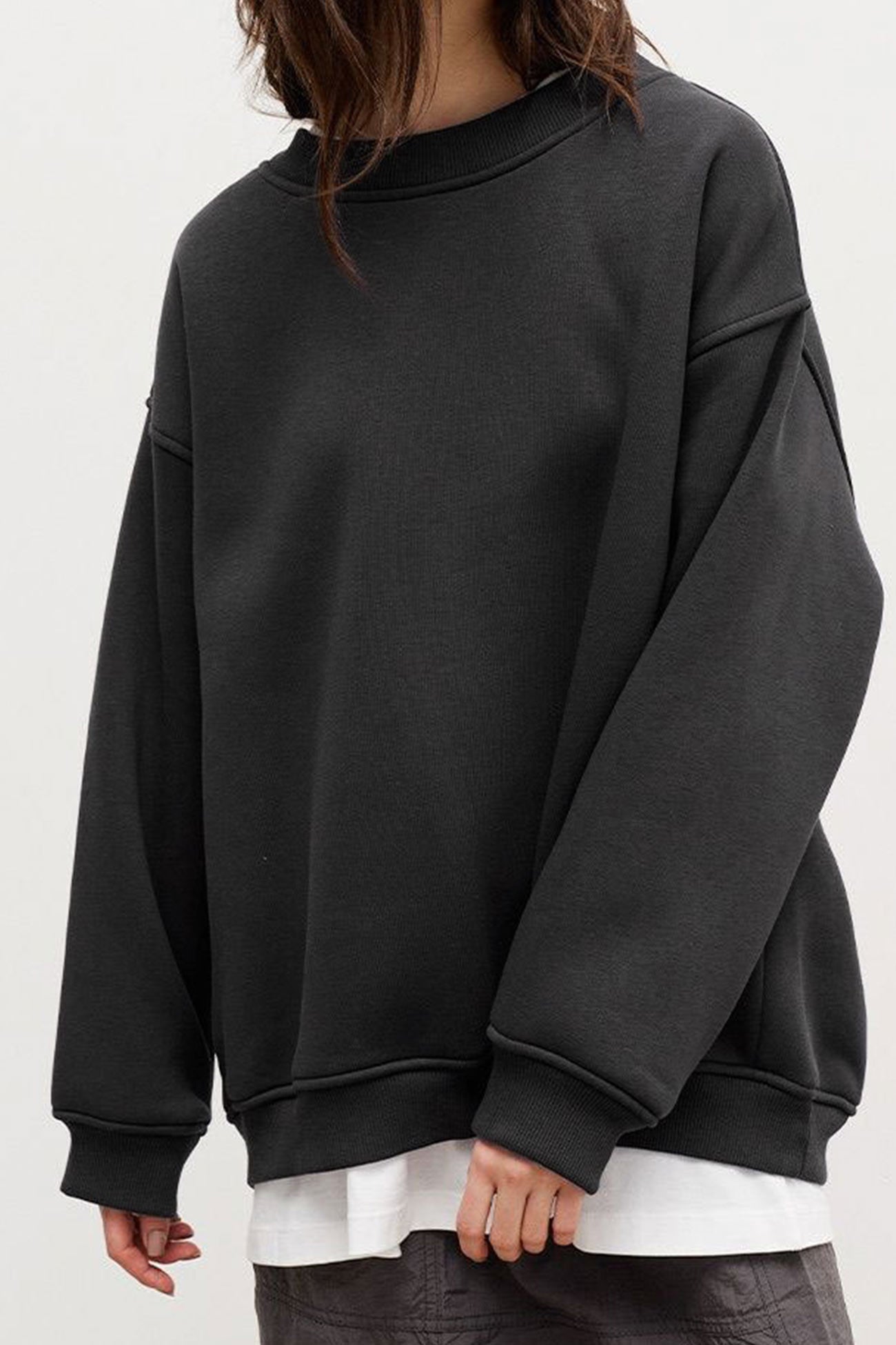 Isadora | Solid oversized crew neck sweatshirt
