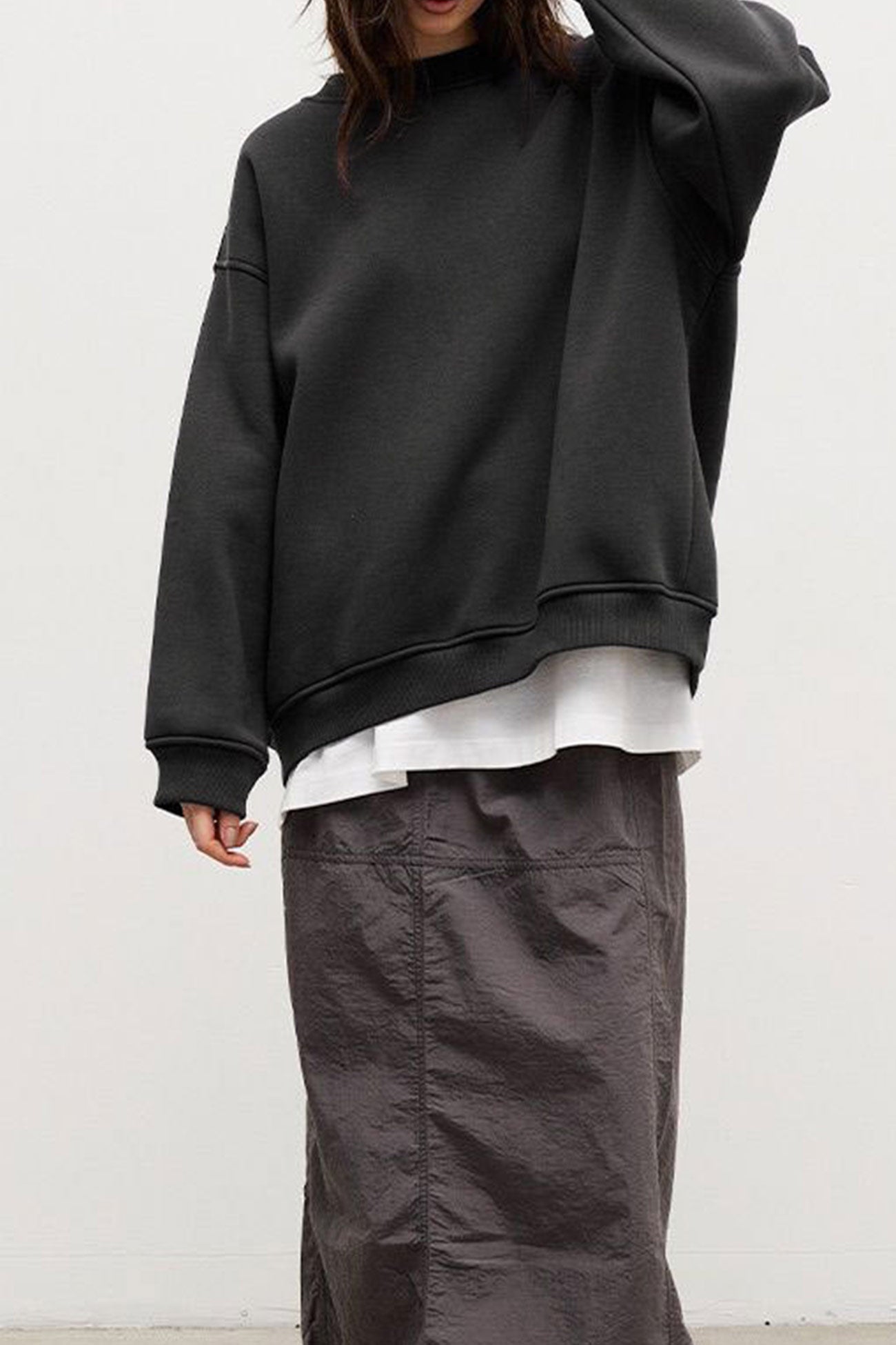 Isadora | Solid oversized crew neck sweatshirt