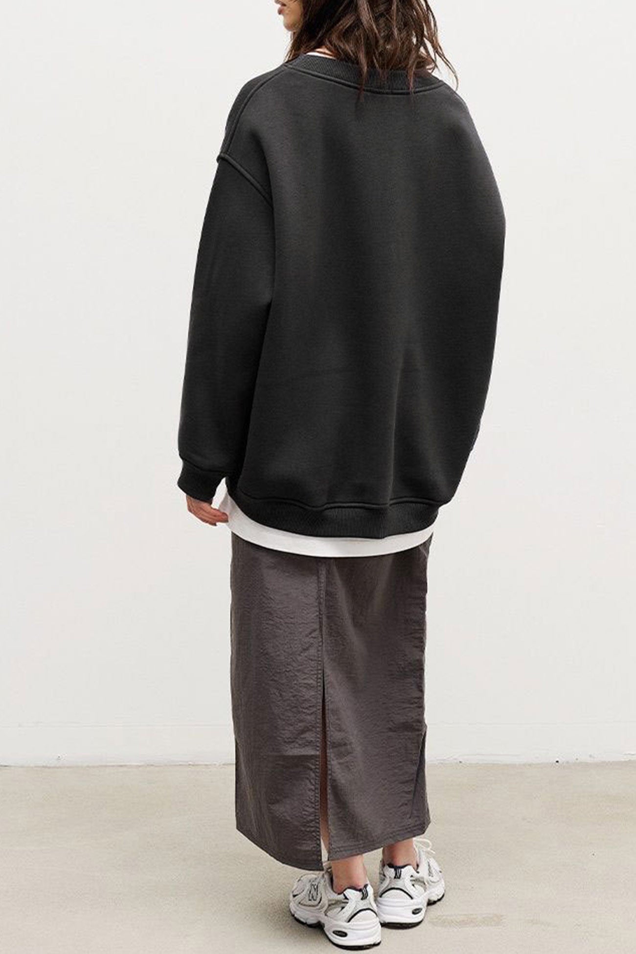 Isadora | Solid oversized crew neck sweatshirt