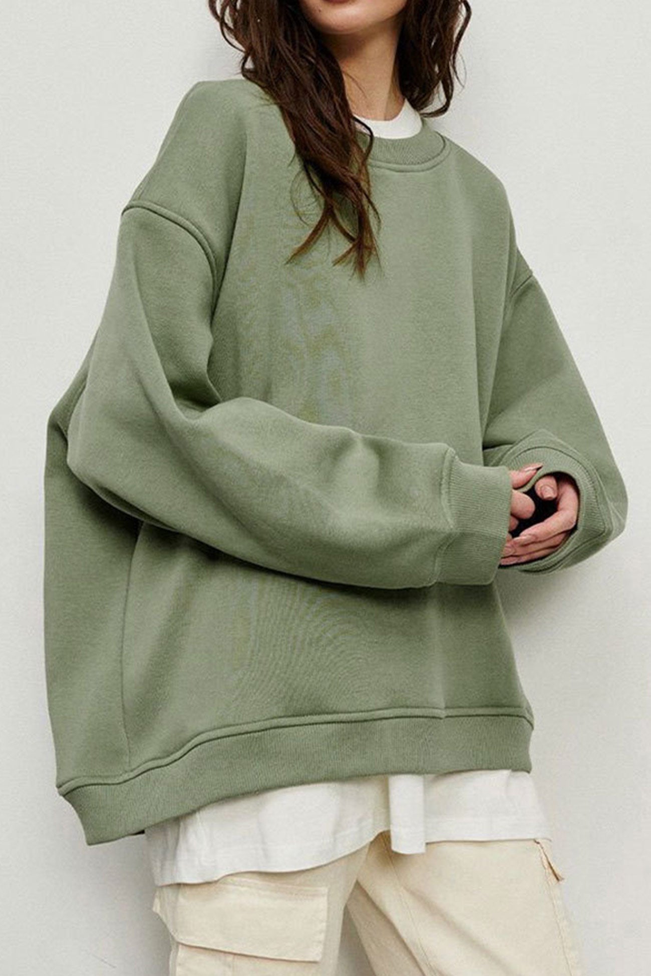 Isadora | Solid oversized crew neck sweatshirt