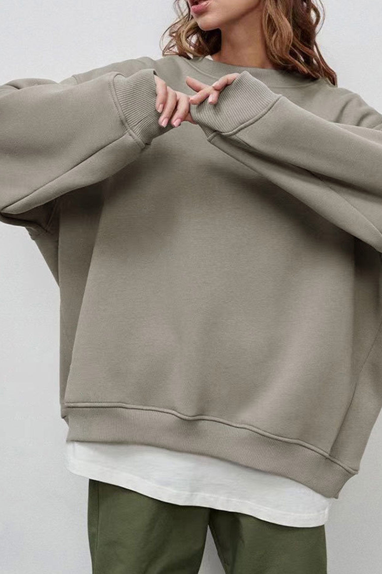 Isadora | Solid oversized crew neck sweatshirt