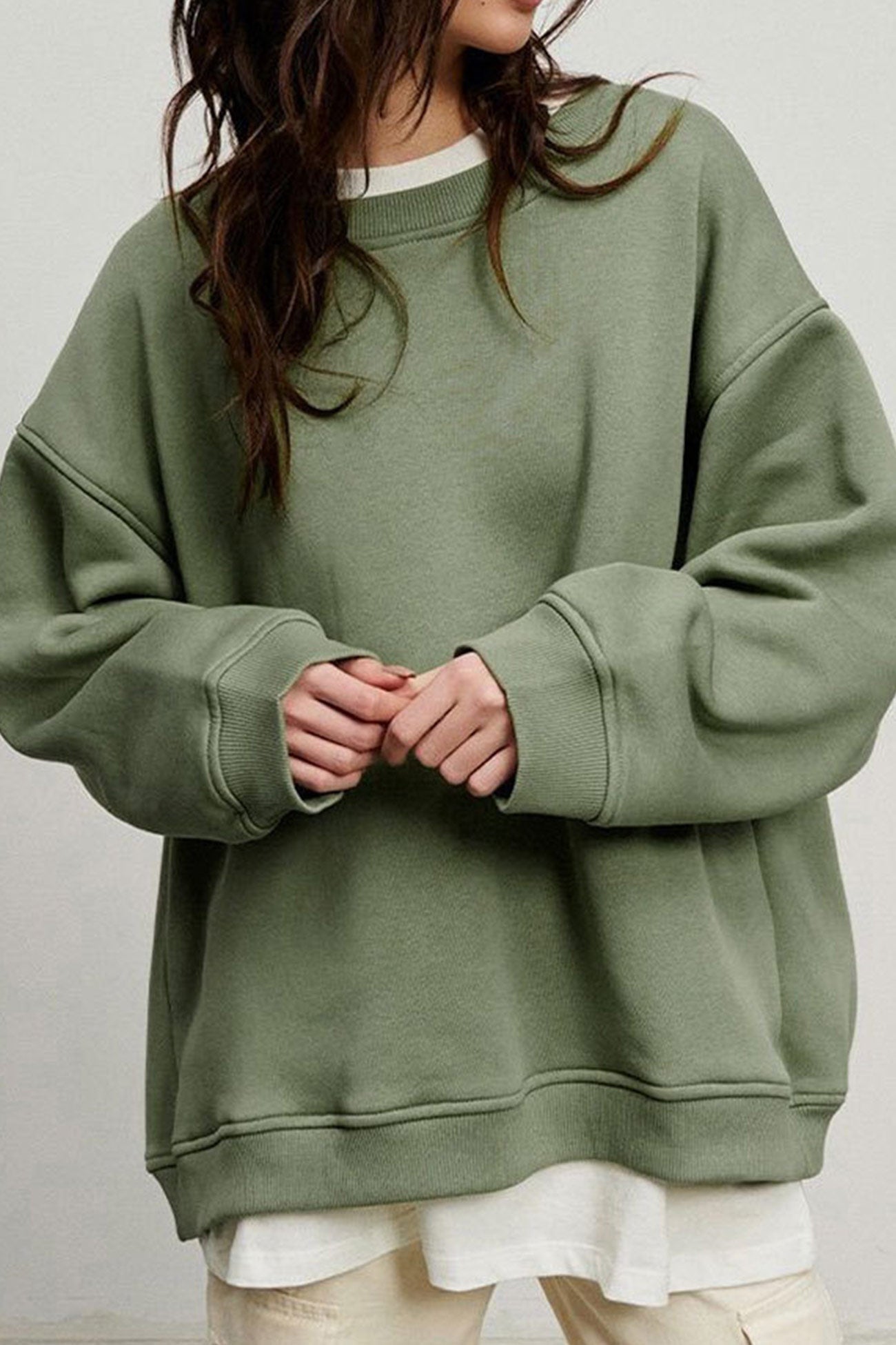 Isadora | Solid oversized crew neck sweatshirt