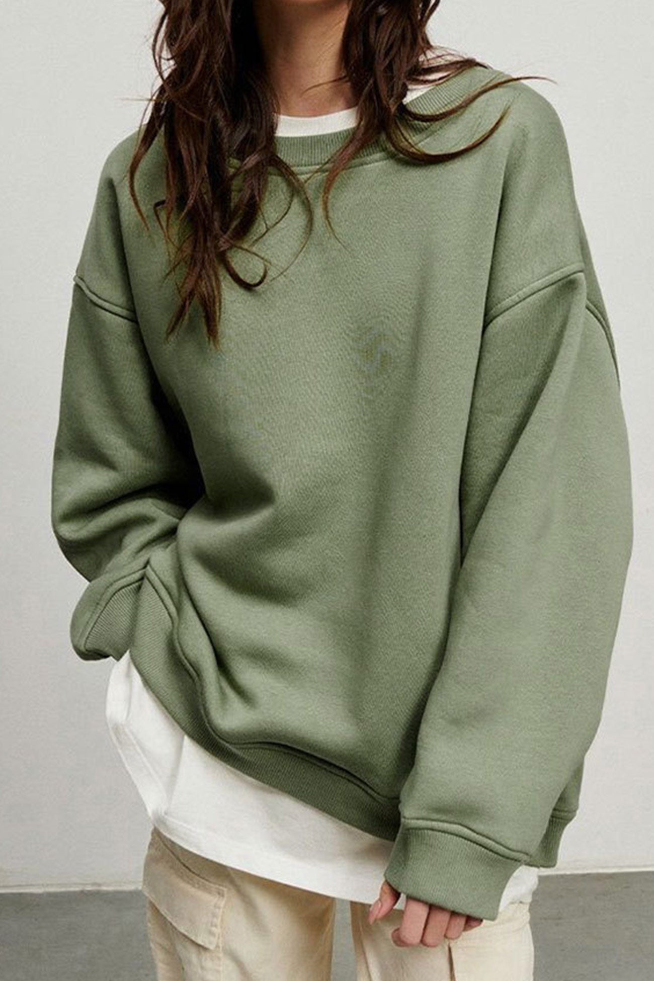 Isadora | Solid oversized crew neck sweatshirt