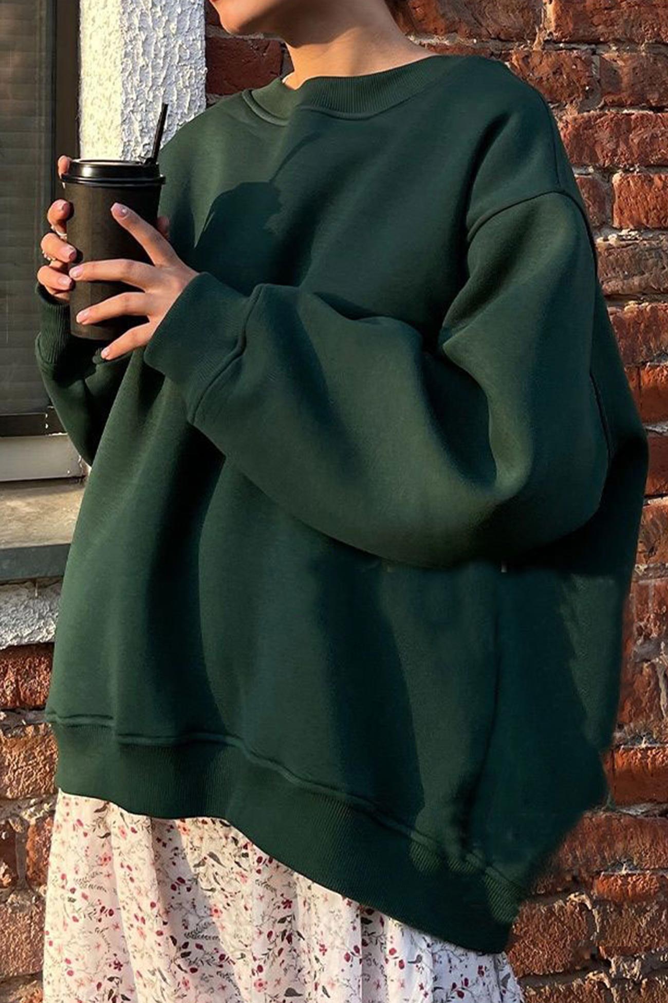 Isadora | Solid oversized crew neck sweatshirt
