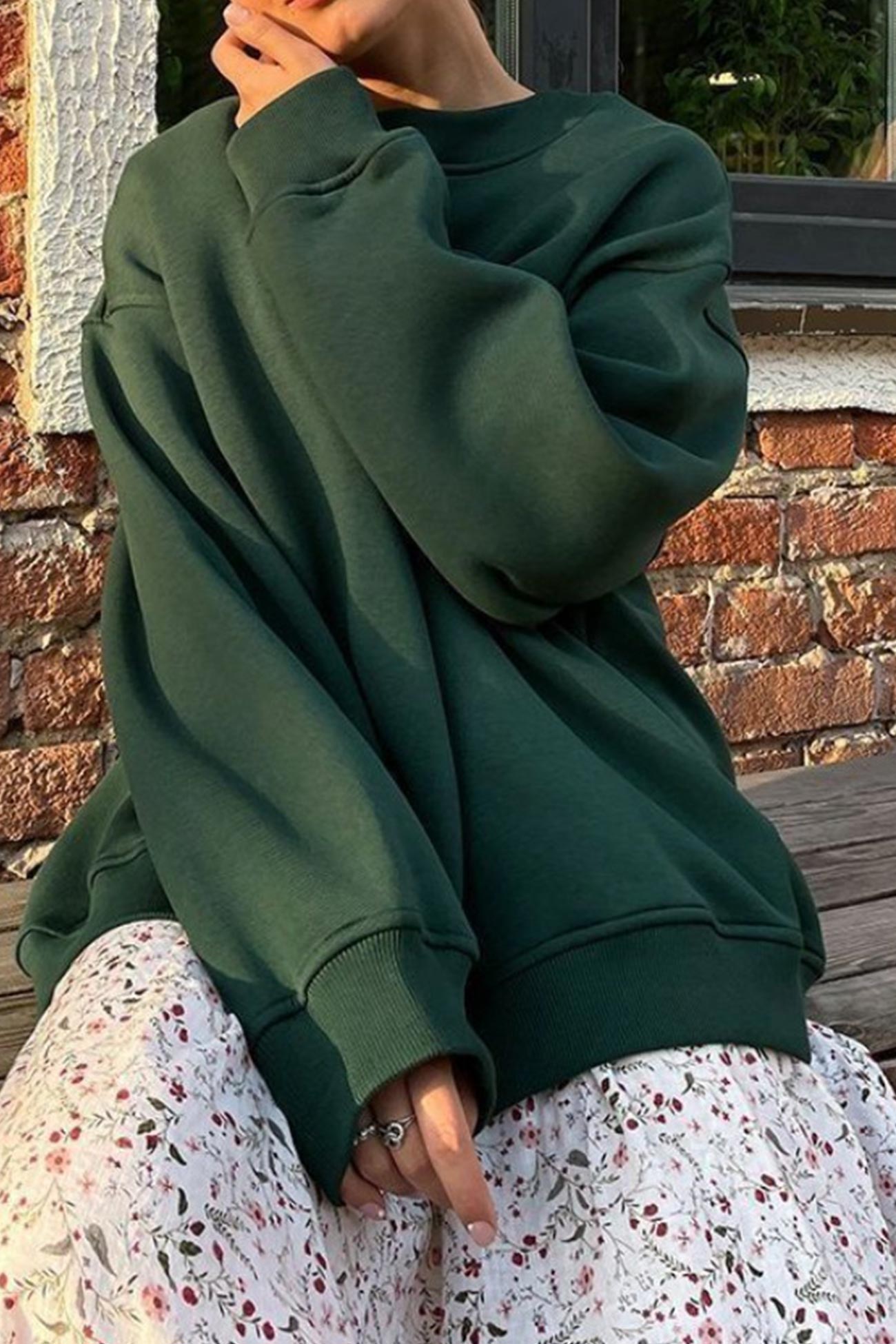 Isadora | Solid oversized crew neck sweatshirt