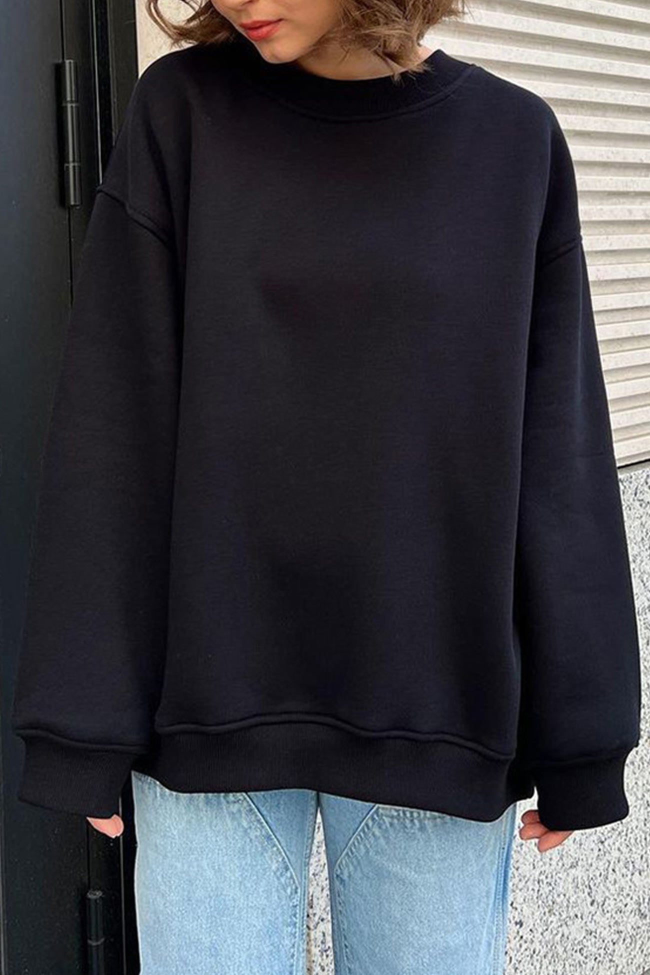 Isadora | Solid oversized crew neck sweatshirt