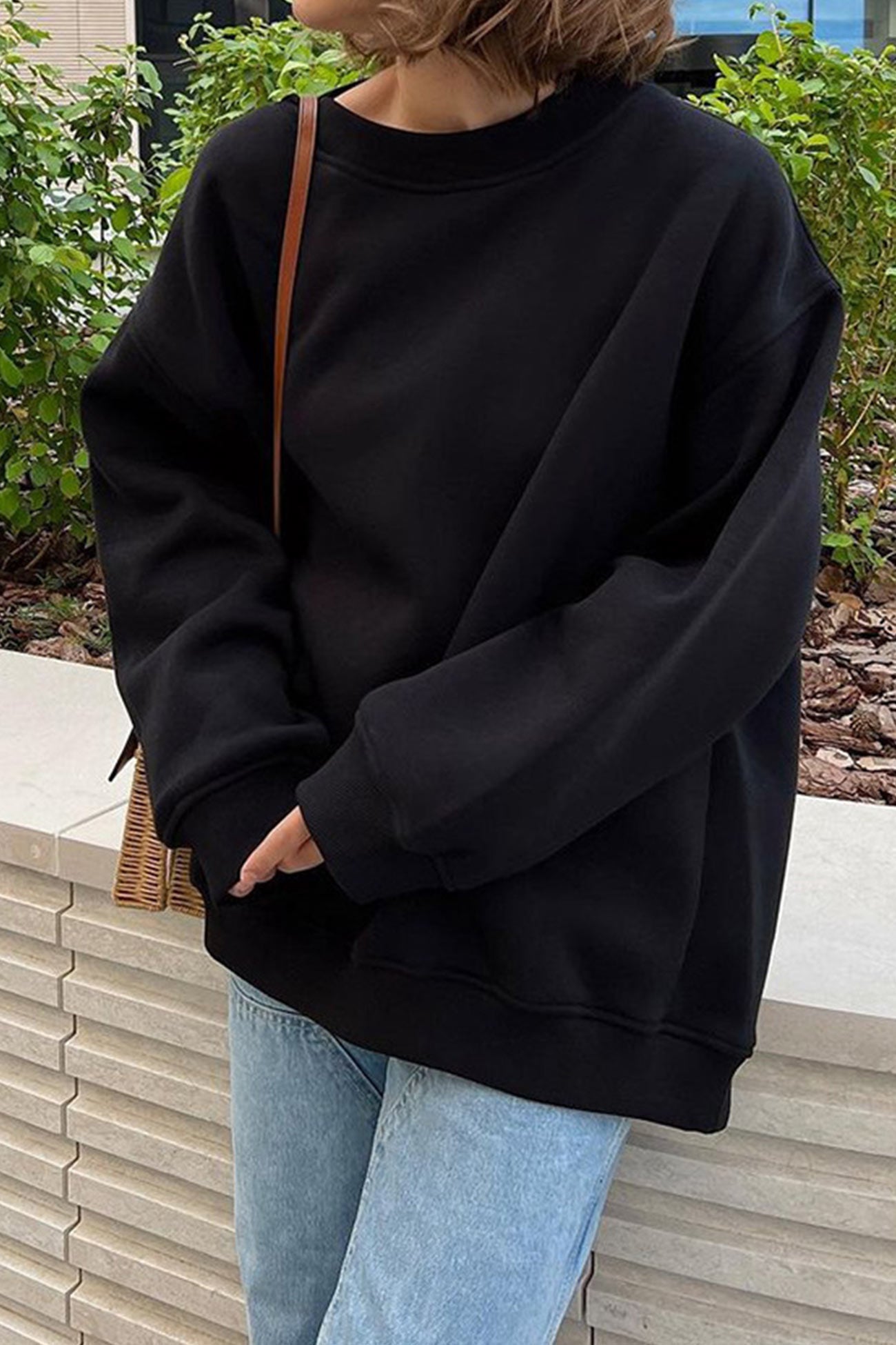 Isadora | Solid oversized crew neck sweatshirt
