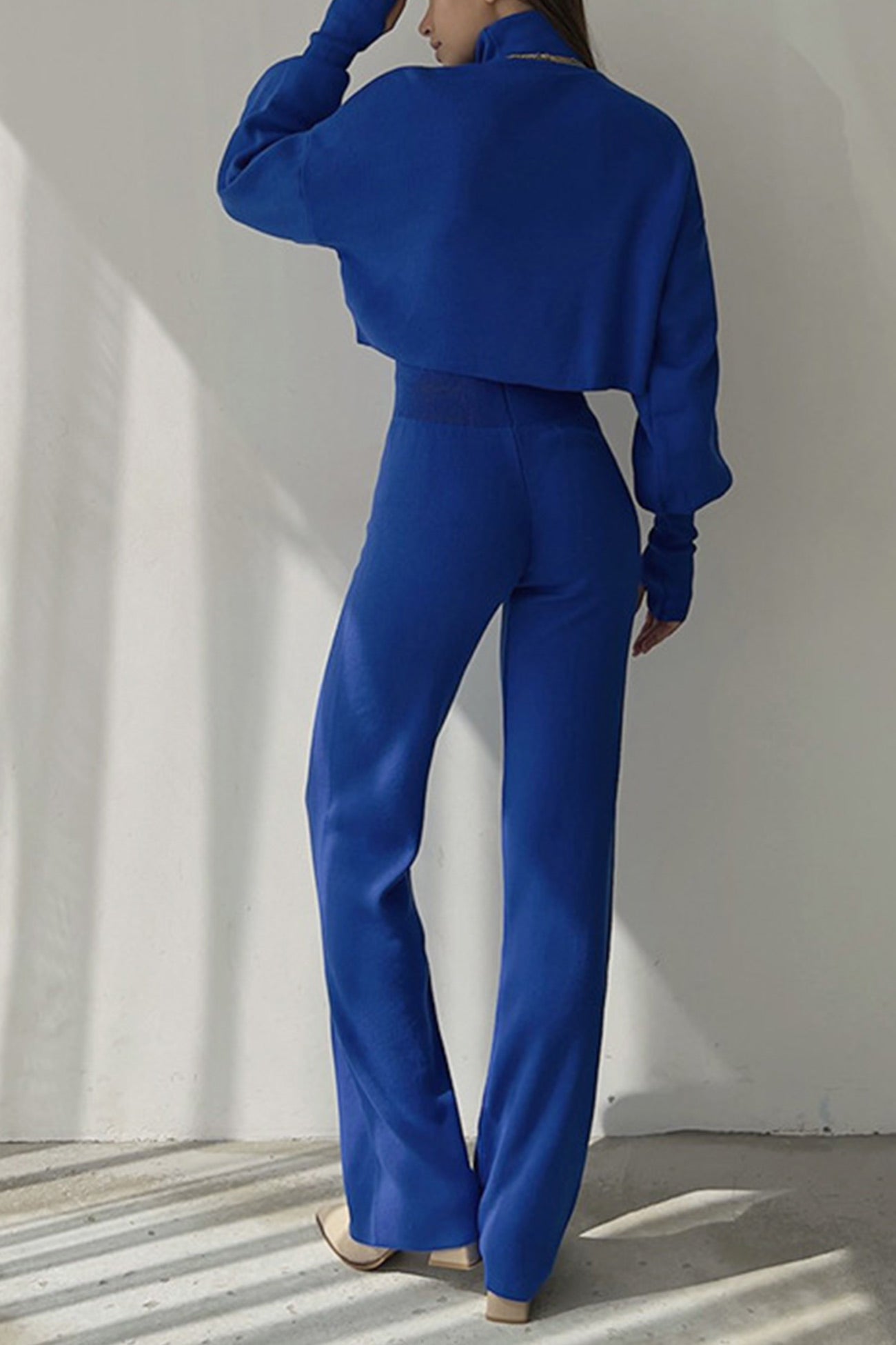 Fabiana | Solid high neck crop top long pants set