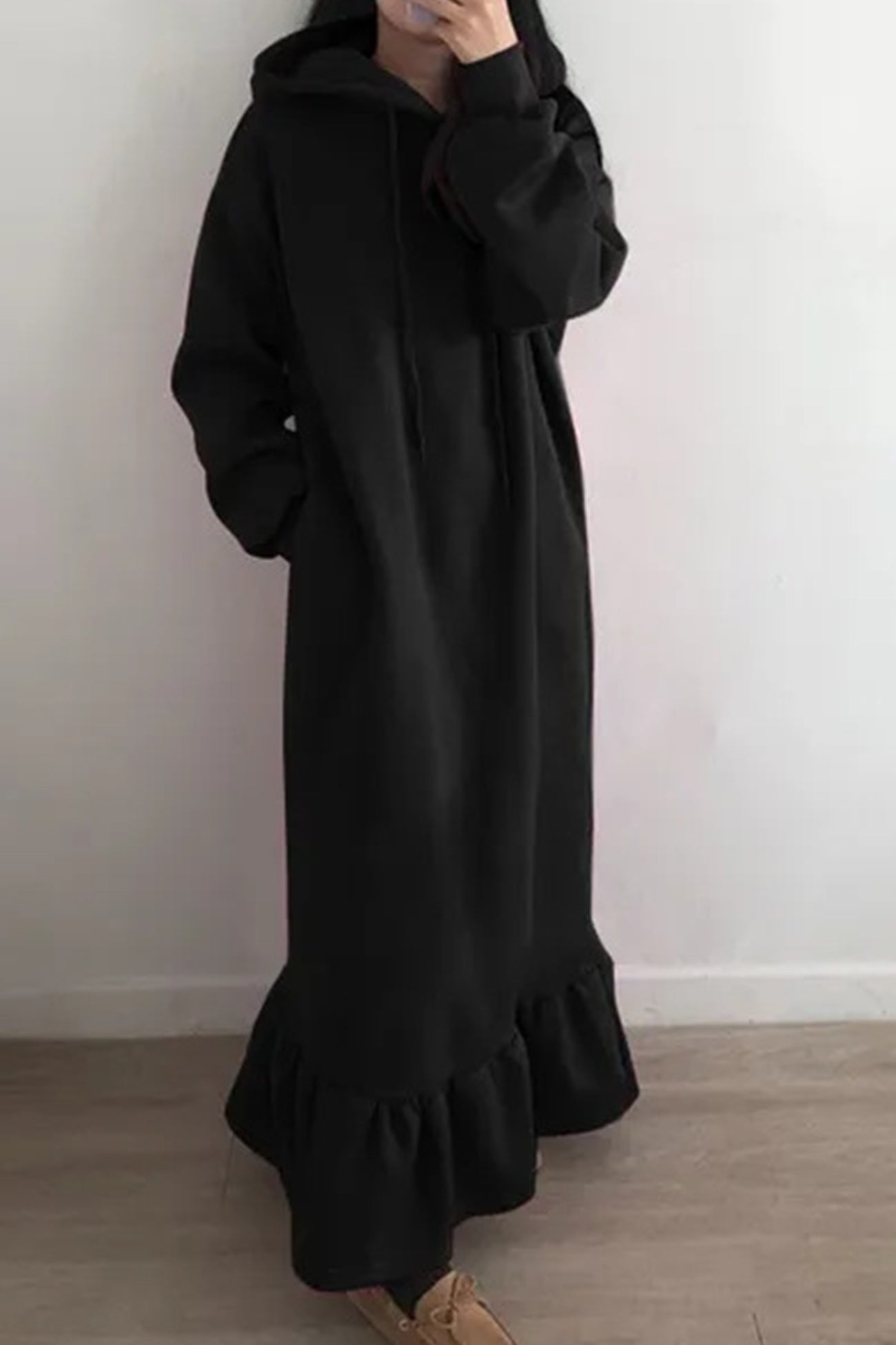 Bettina | Solid fishtail hoodie sweatshirt dress