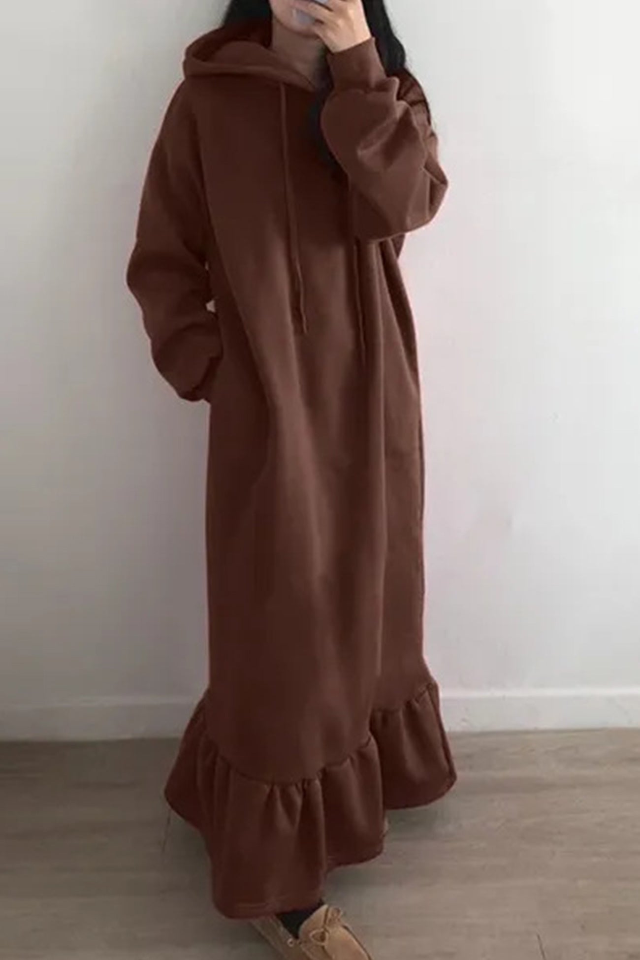 Bettina | Solid fishtail hoodie sweatshirt dress