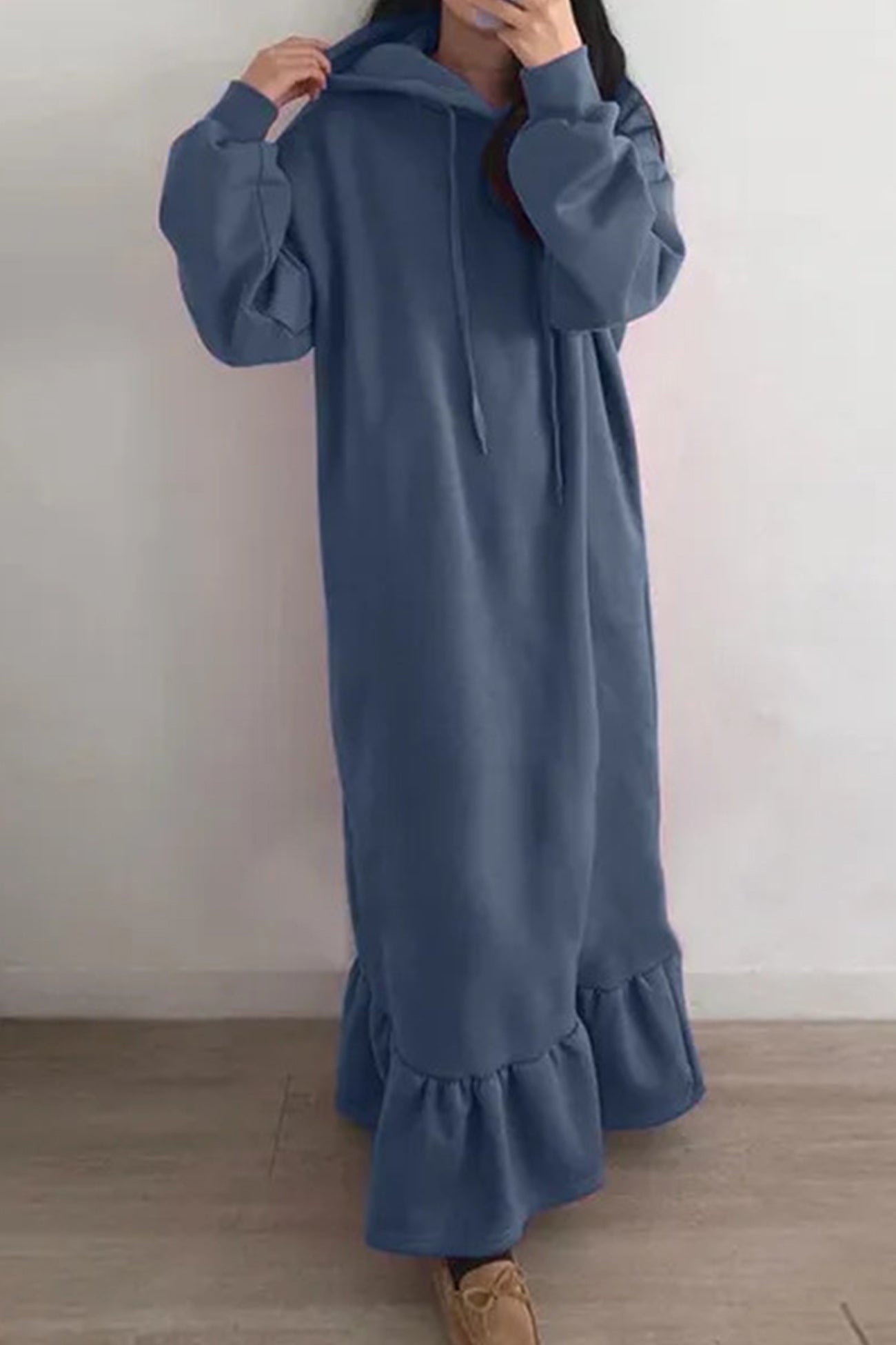 Bettina | Solid fishtail hoodie sweatshirt dress