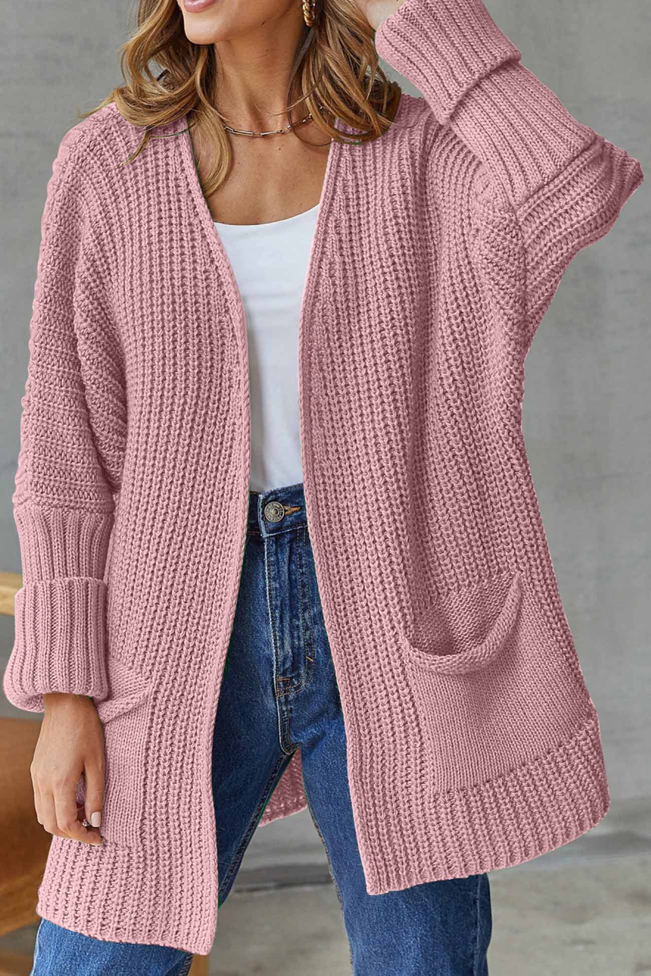 Manuela | Solid long cardigan with open front