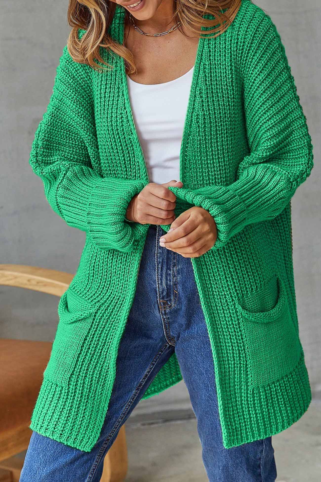 Manuela | Solid long cardigan with open front