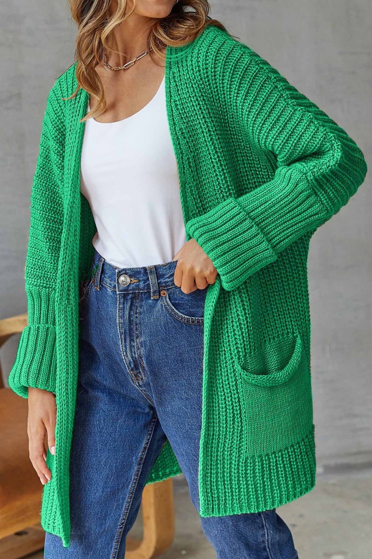 Manuela | Solid long cardigan with open front