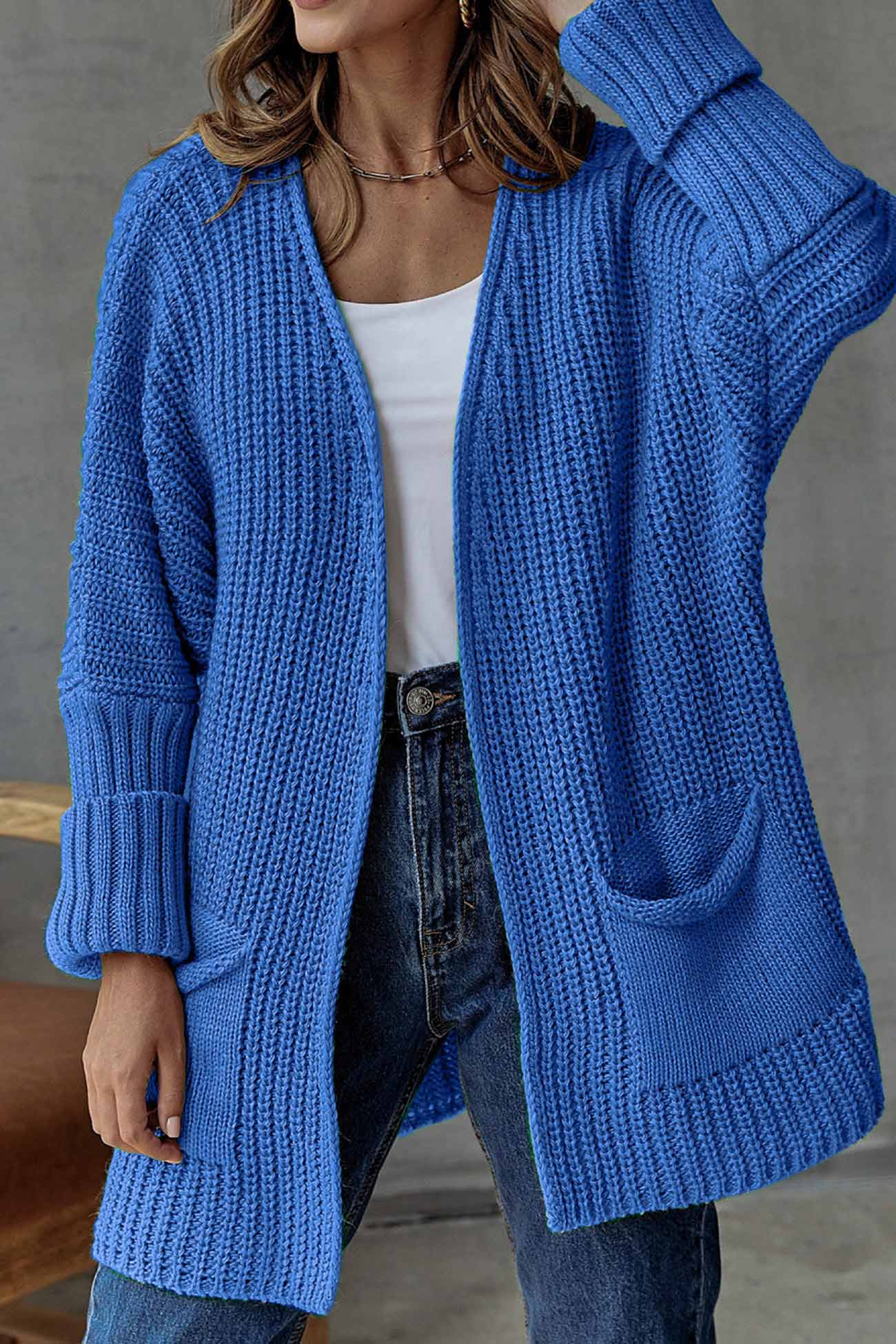 Manuela | Solid long cardigan with open front