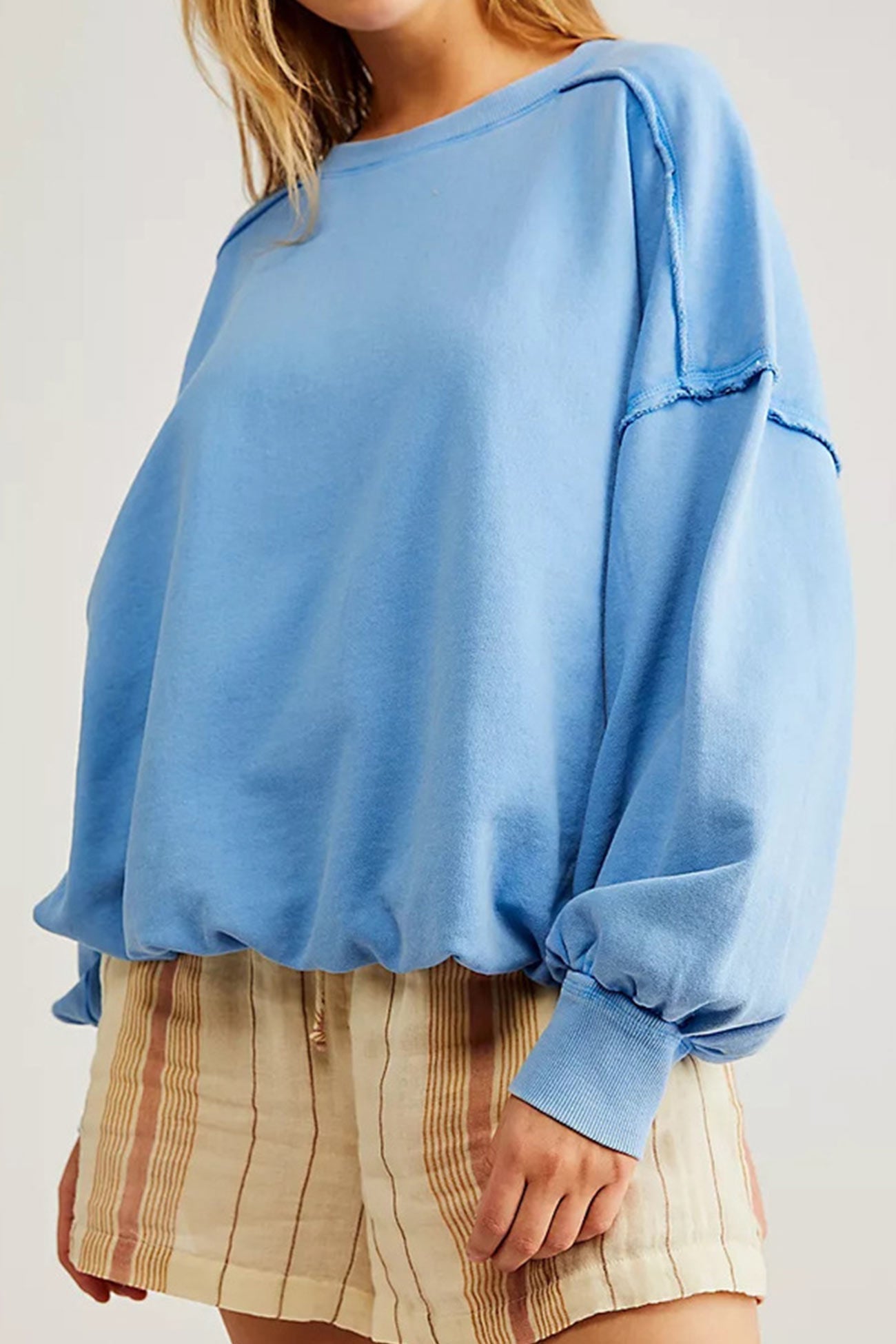 Magda | Solid raw edge crew neck sweatshirt