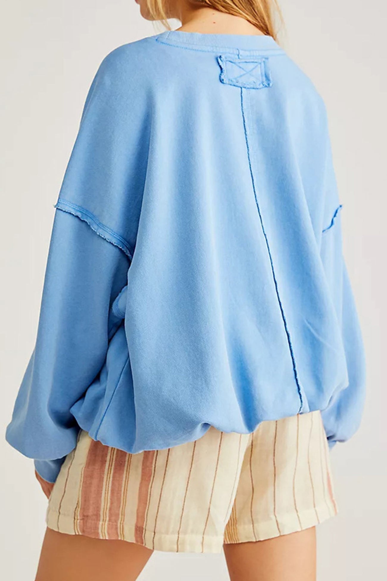 Magda | Solid raw edge crew neck sweatshirt