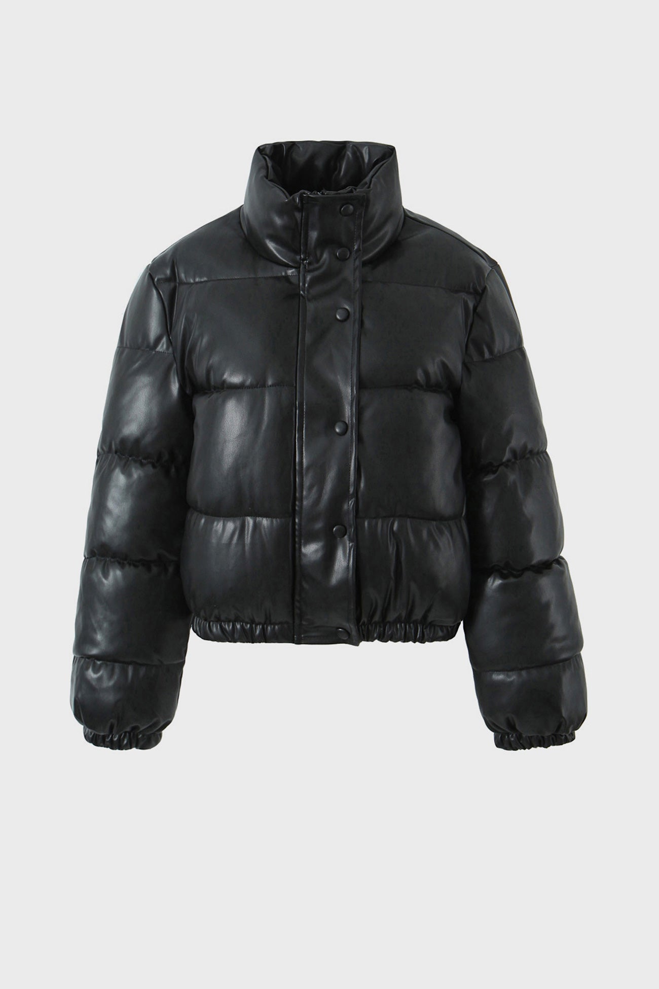 Elvira | Solid PU cotton jacket with stand-up collar