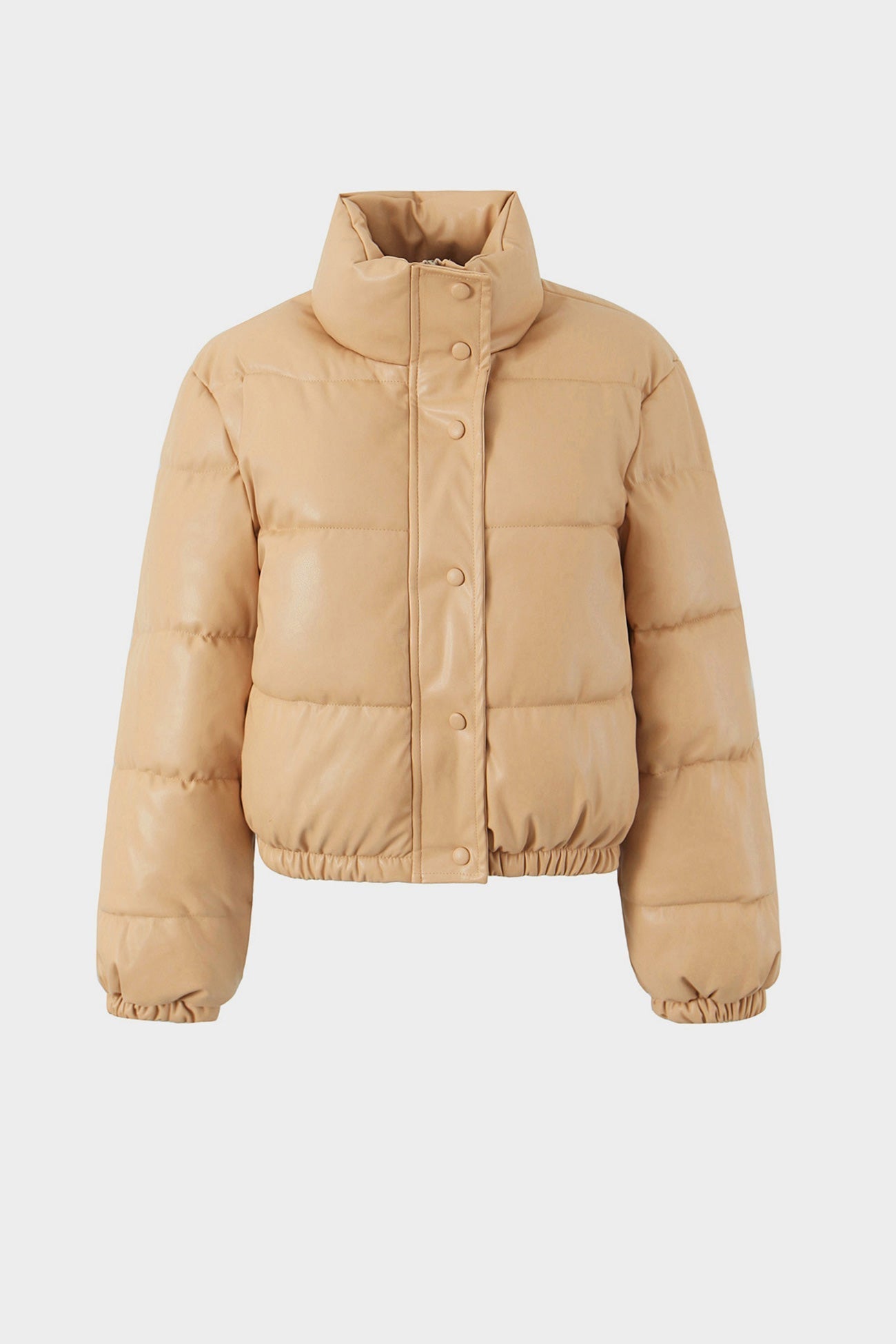 Elvira | Solid PU cotton jacket with stand-up collar