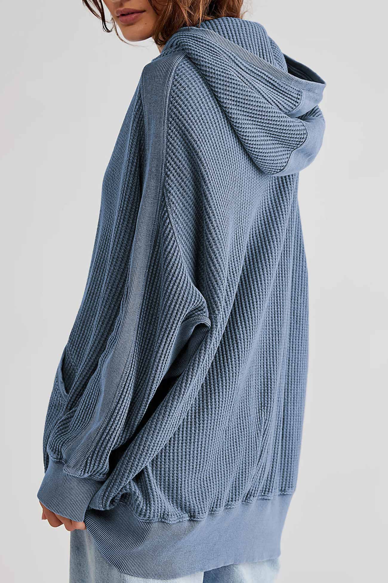 Petra | Solid color waffle zip hoodie
