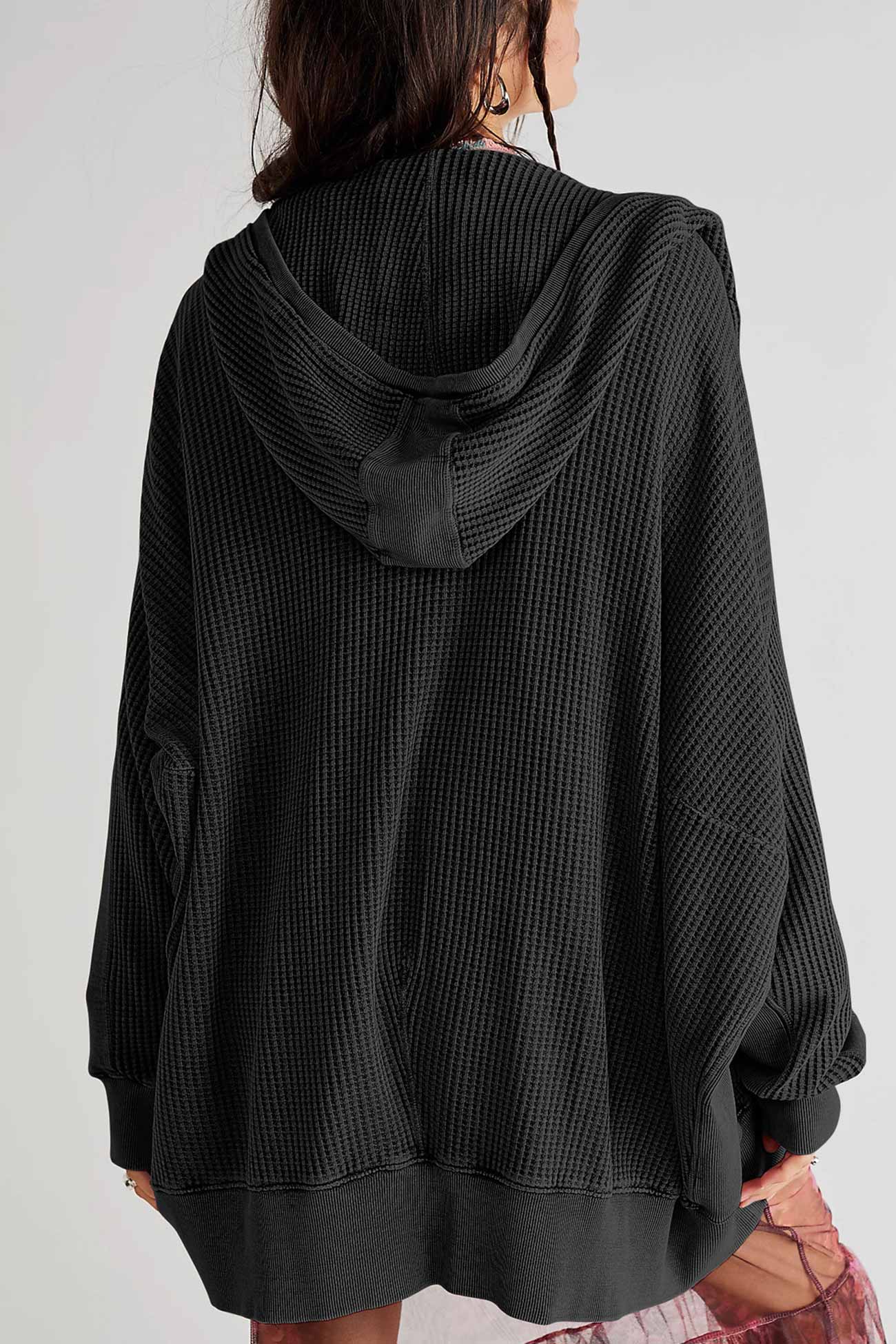 Petra | Solid color waffle zip hoodie