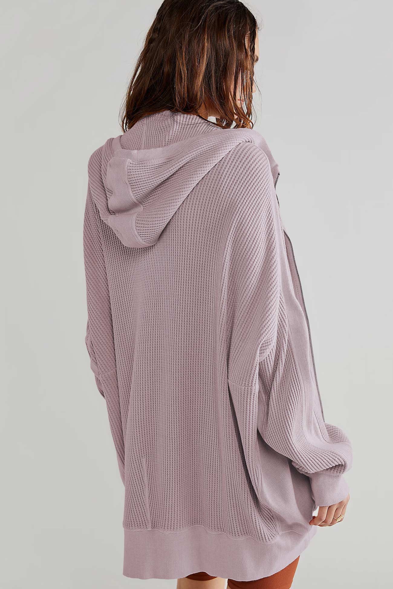 Petra | Solid color waffle zip hoodie