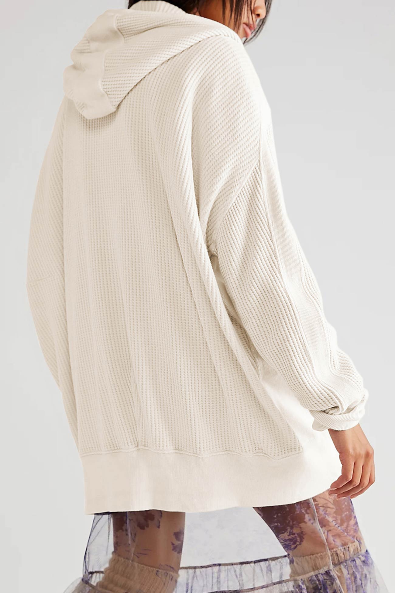 Petra | Solid color waffle zip hoodie