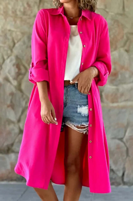 Pink | Solid color single breasted trench coat