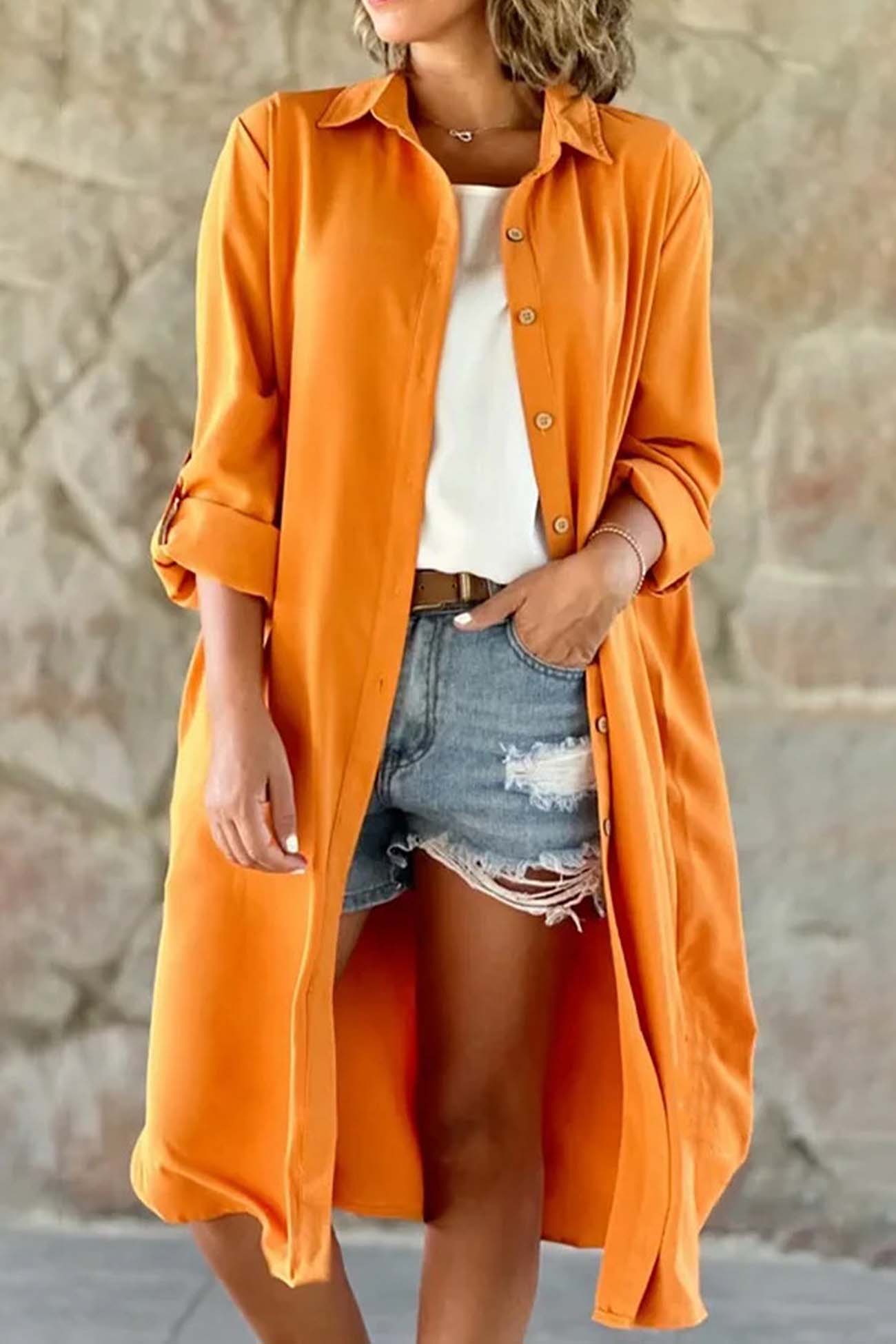Pink | Solid color single breasted trench coat