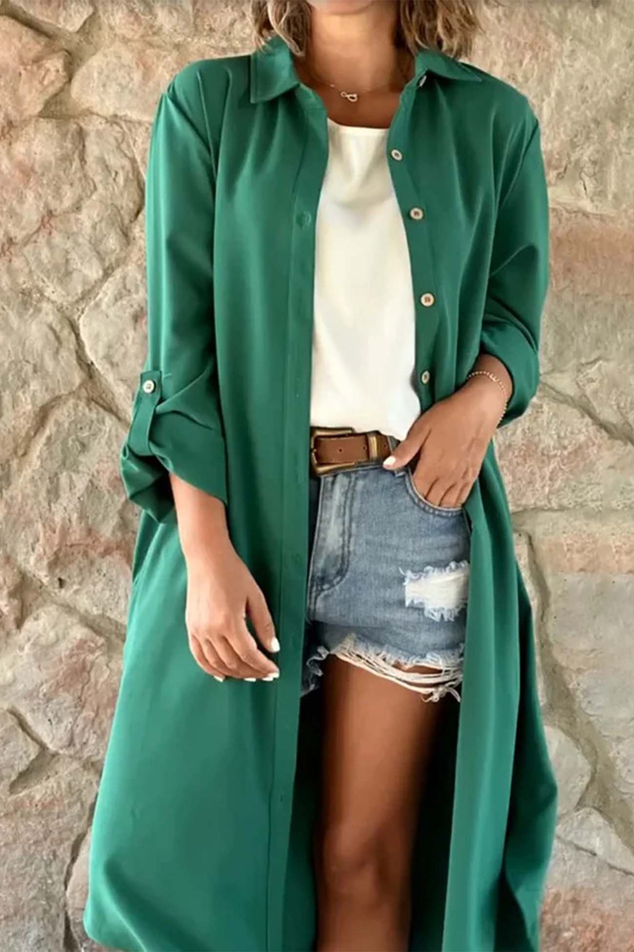 Pink | Solid color single breasted trench coat